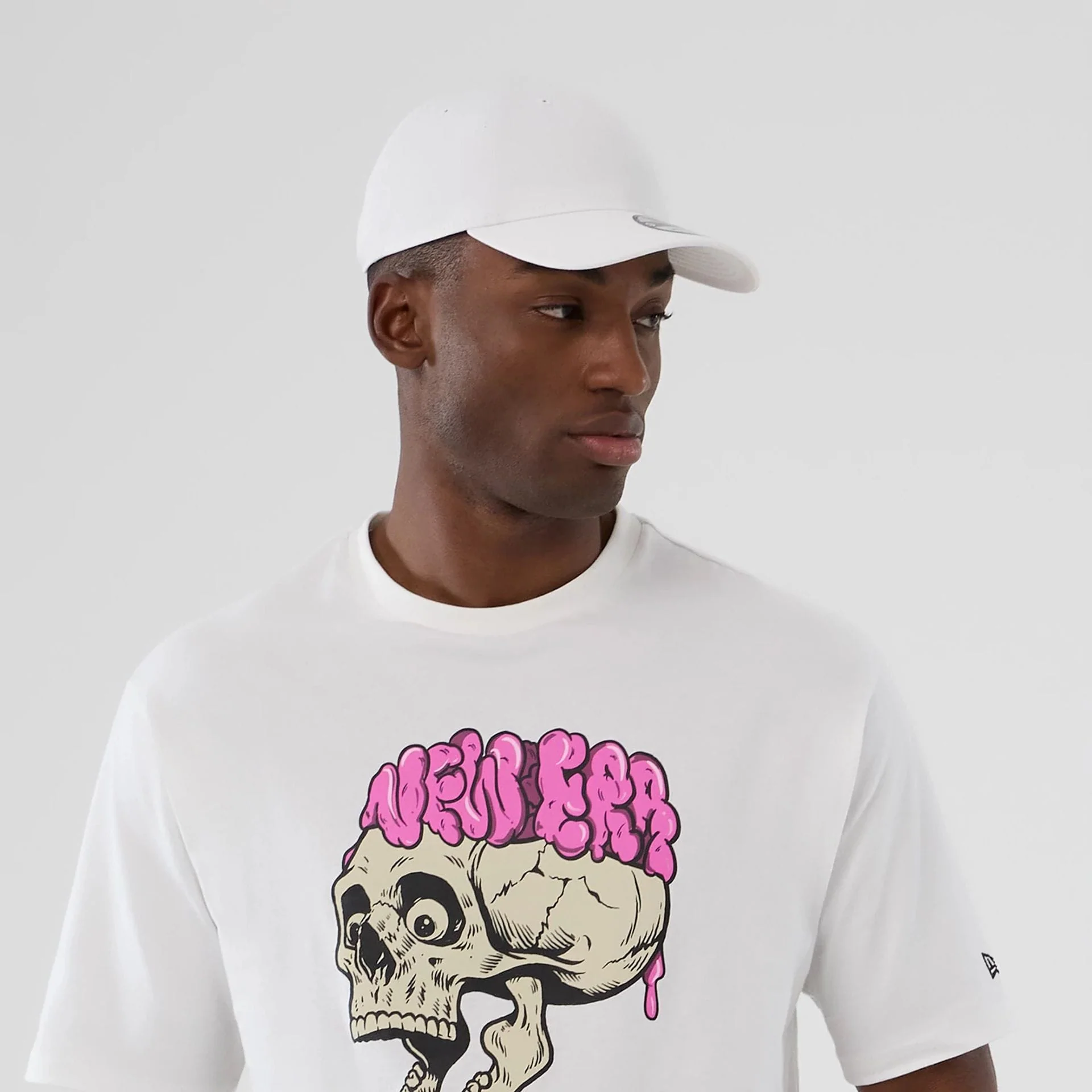 New Era Halloween Skull Graphic White Oversized T-Shirt - Image 5