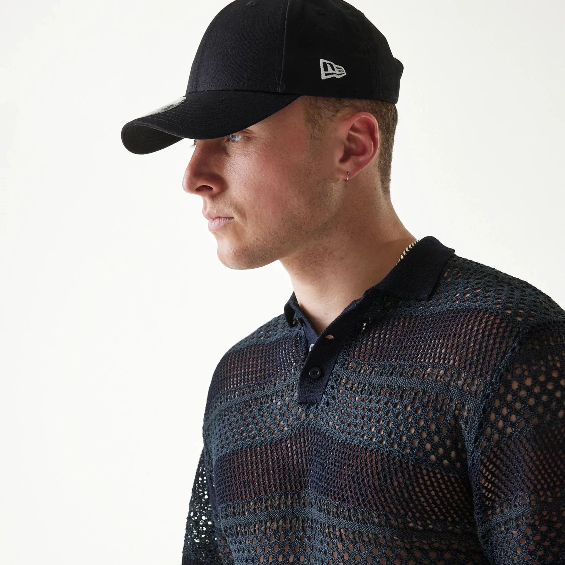 New Era Japan Mesh Black Polo T-Shirt - Image 3