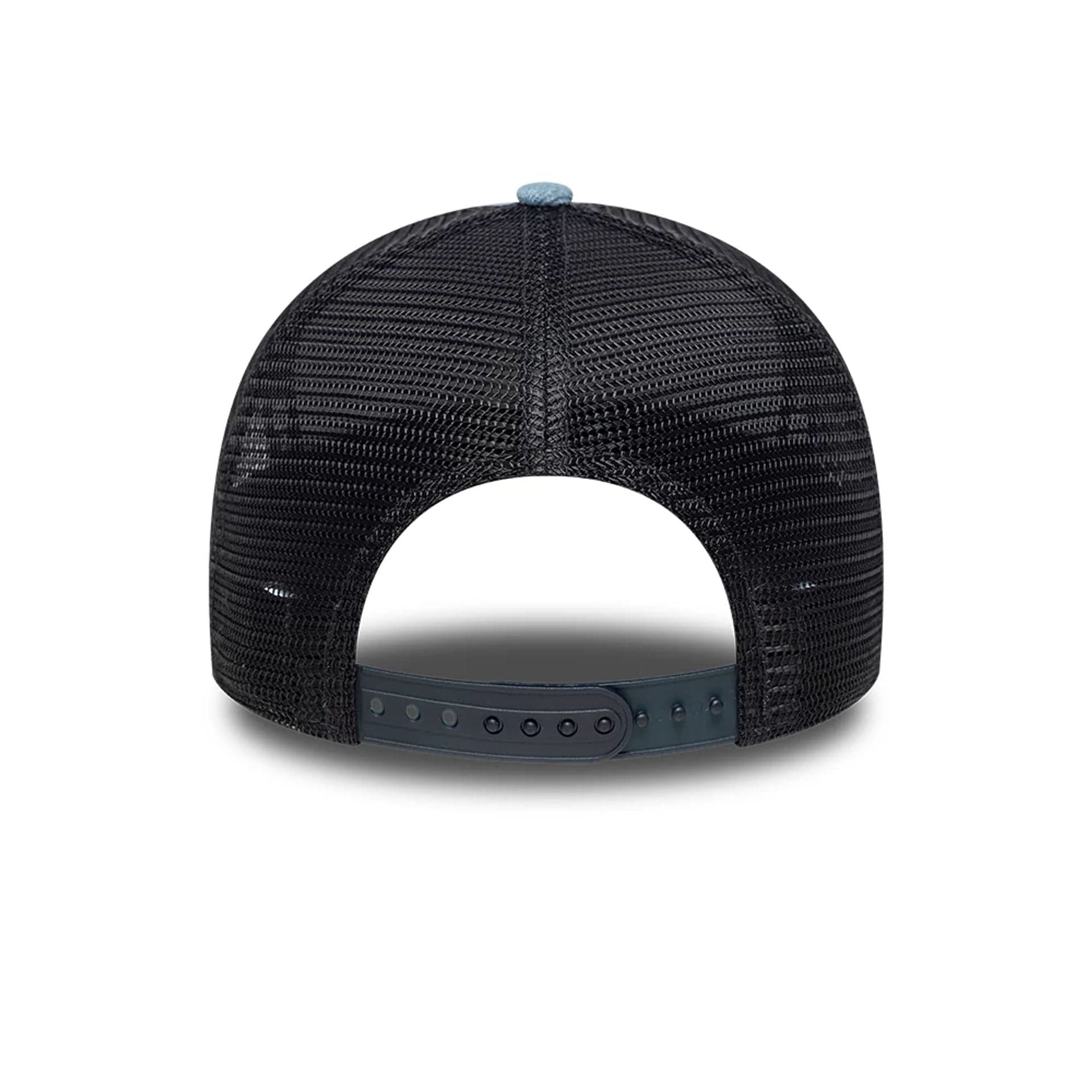New Era Leather Patch Denim Navy 9FORTY A-Frame Trucker Adjustable Cap - Image 4