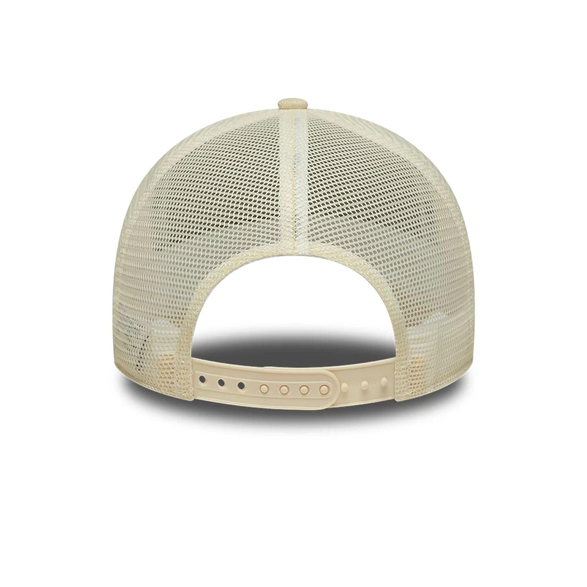 New Era Leather Patch Light Beige 9FORTY A-Frame Trucker Adjustable Cap - Image 4