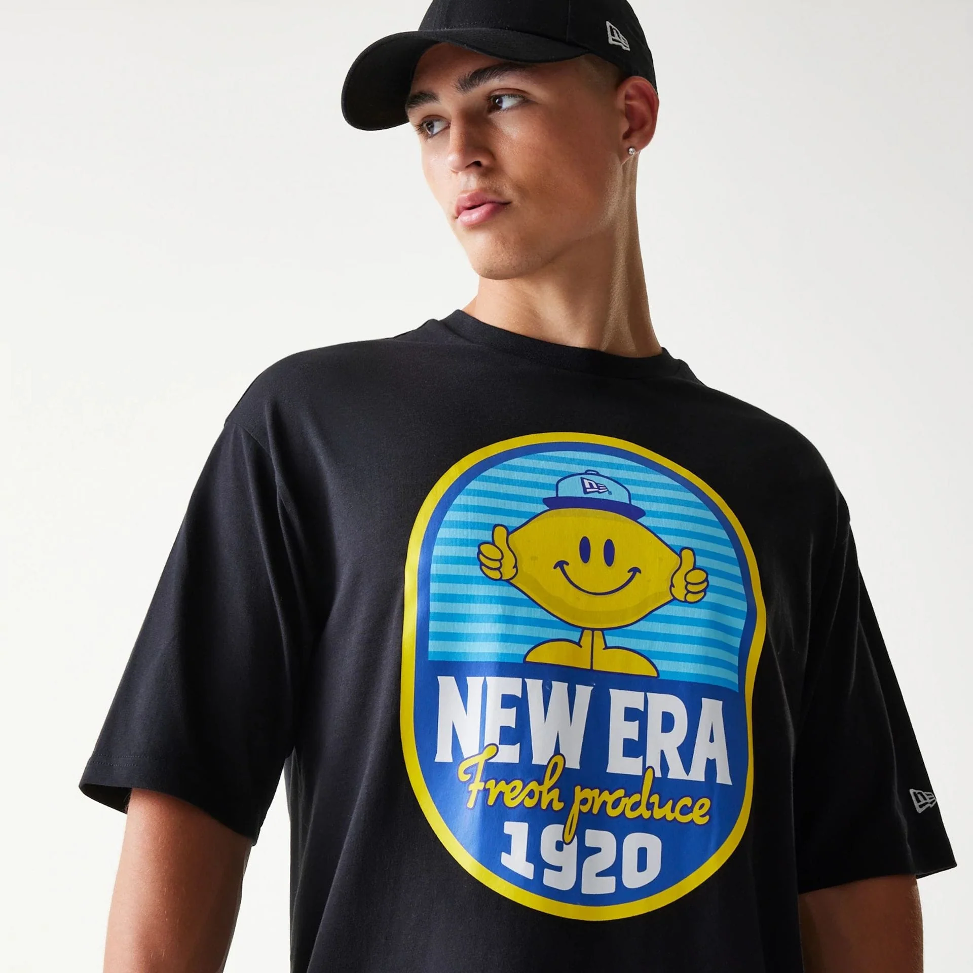 New Era Lemon Fruit Graphic Black Oversized T-Shirt - Image 6