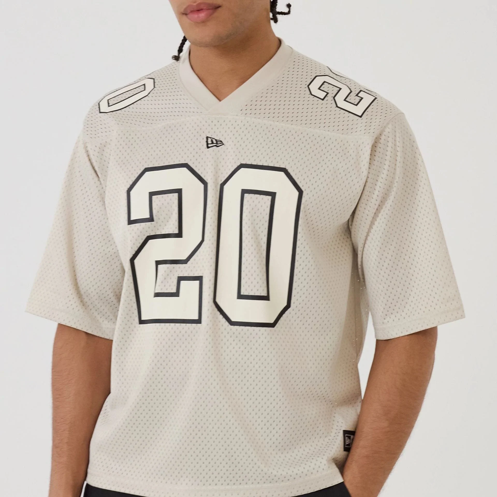 New Era Mesh Football Beige Short Sleeve Shirt - Image 7