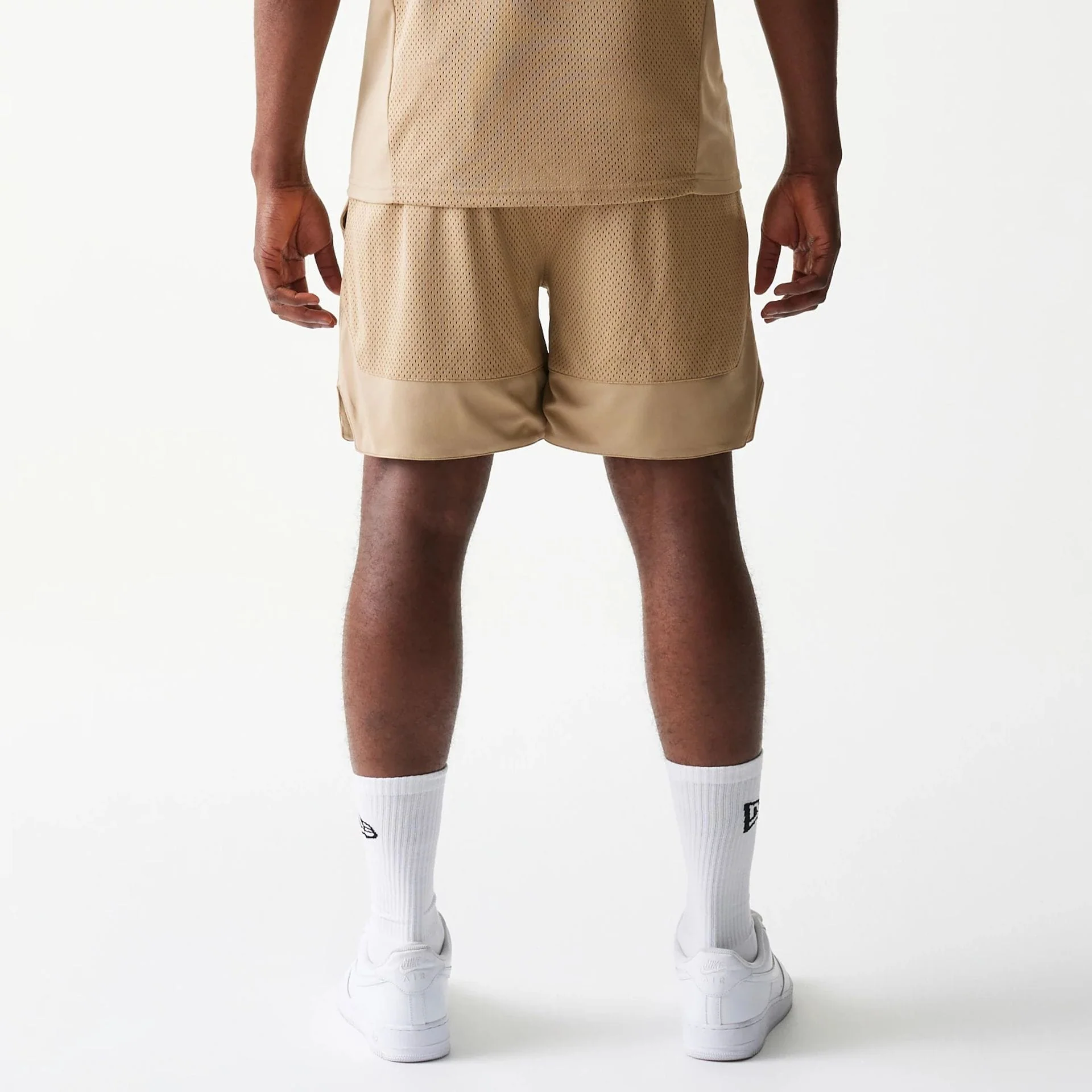 New Era Mesh Graphic Light Beige Oversized Shorts - Image 2