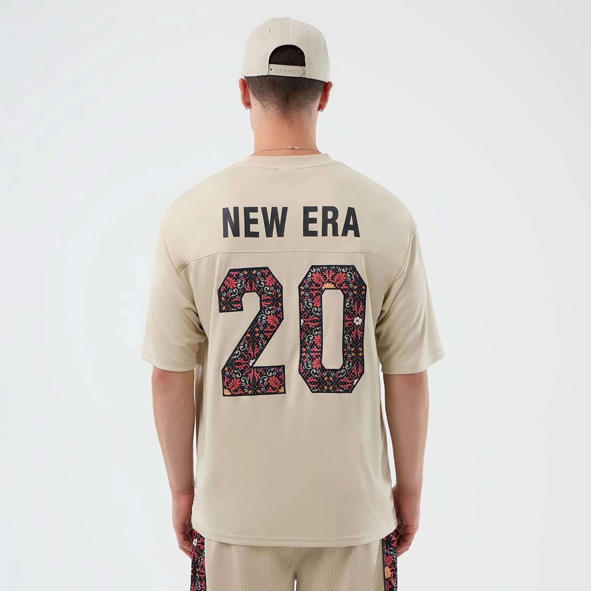 New Era Mesh Infill Light Beige Oversized T-Shirt - Image 2