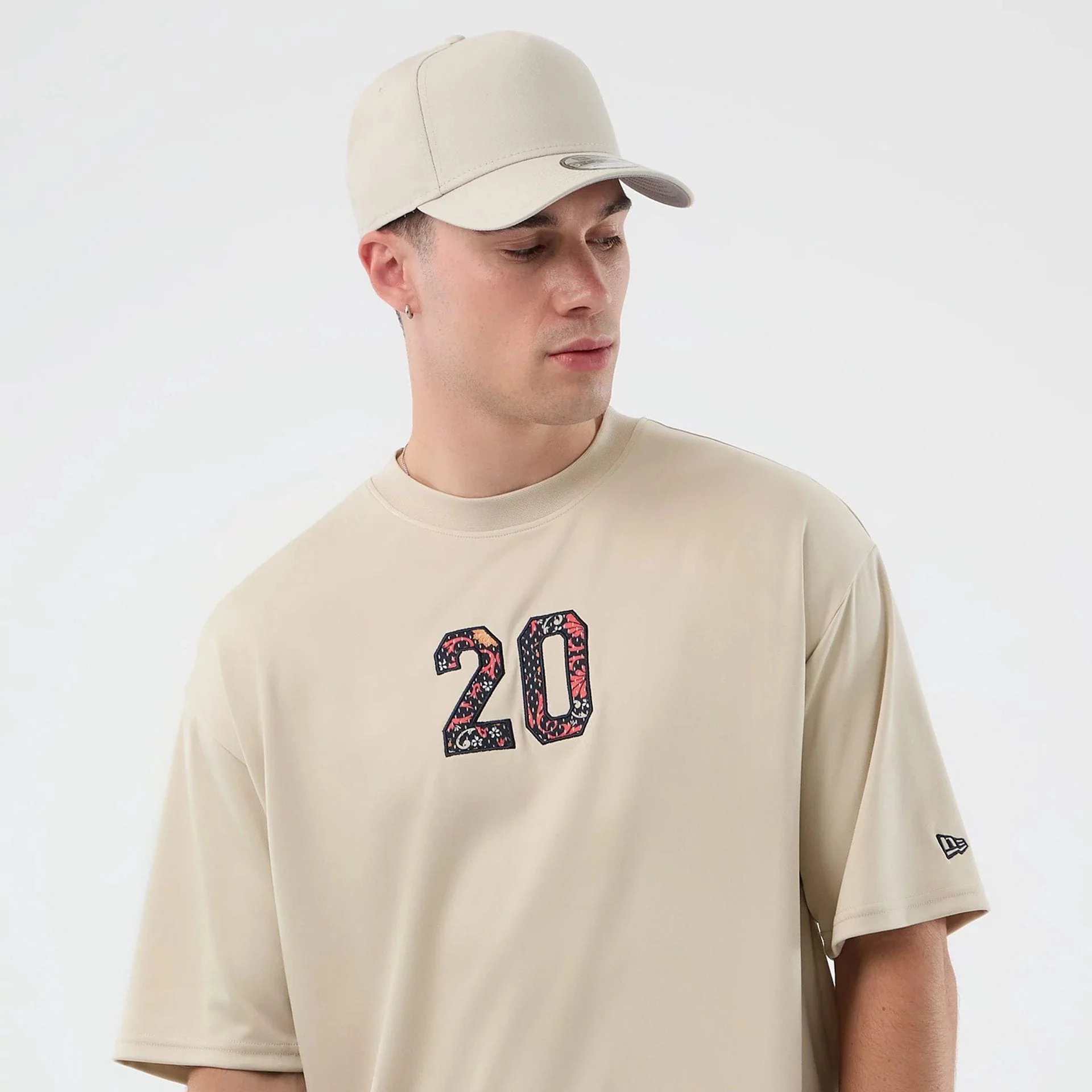 New Era Mesh Infill Light Beige Oversized T-Shirt - Image 6
