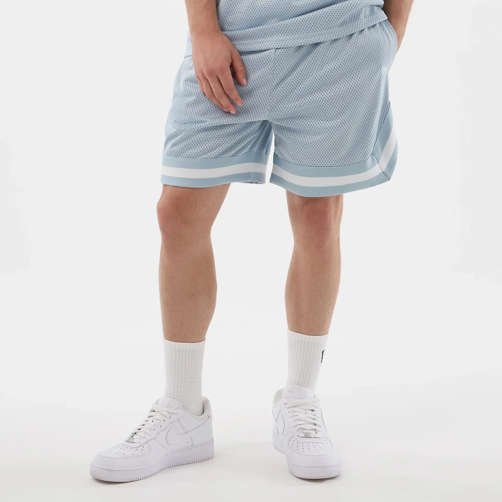 New Era Mesh Pastel Blue Oversized Shorts - Image 3