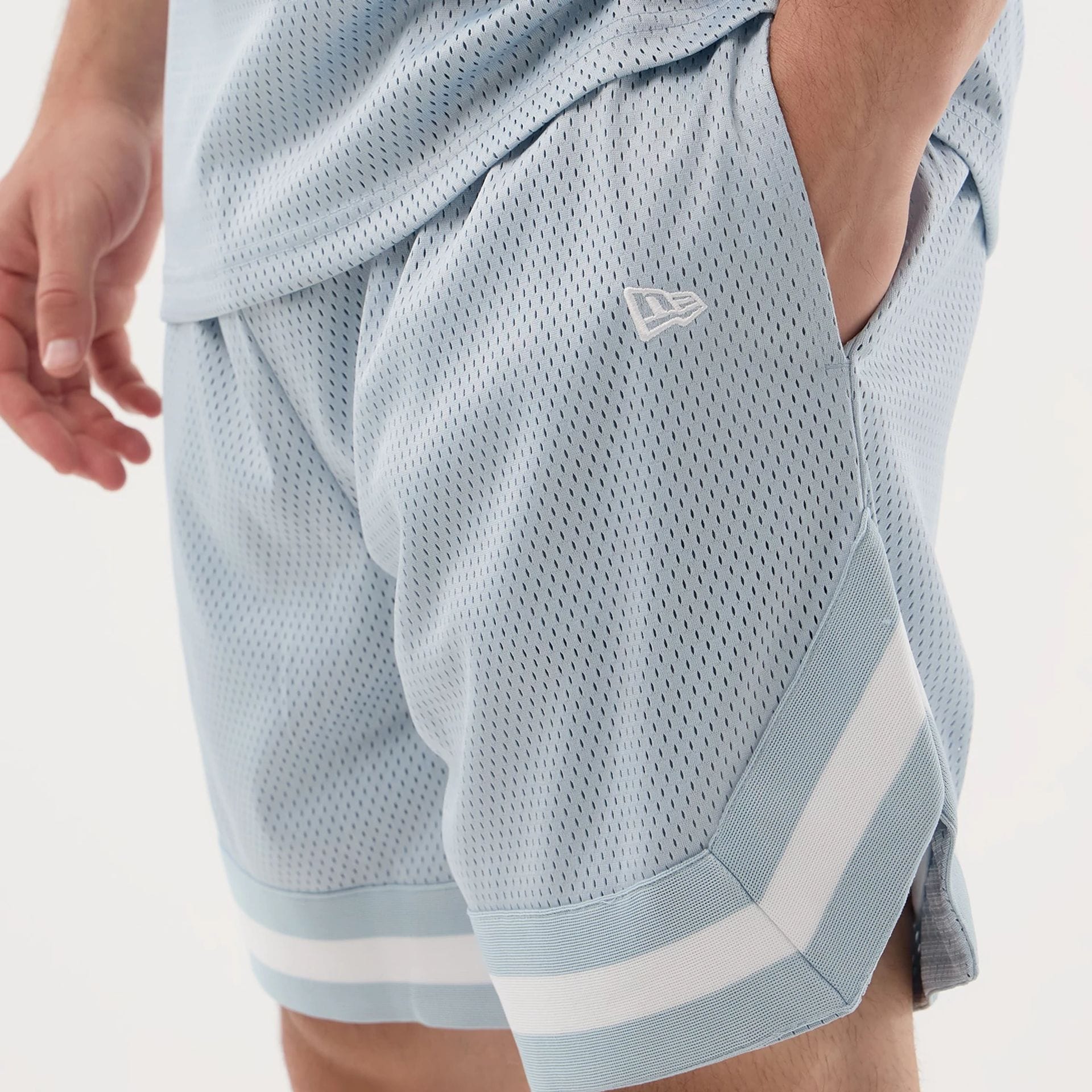 New Era Mesh Pastel Blue Oversized Shorts - Image 5