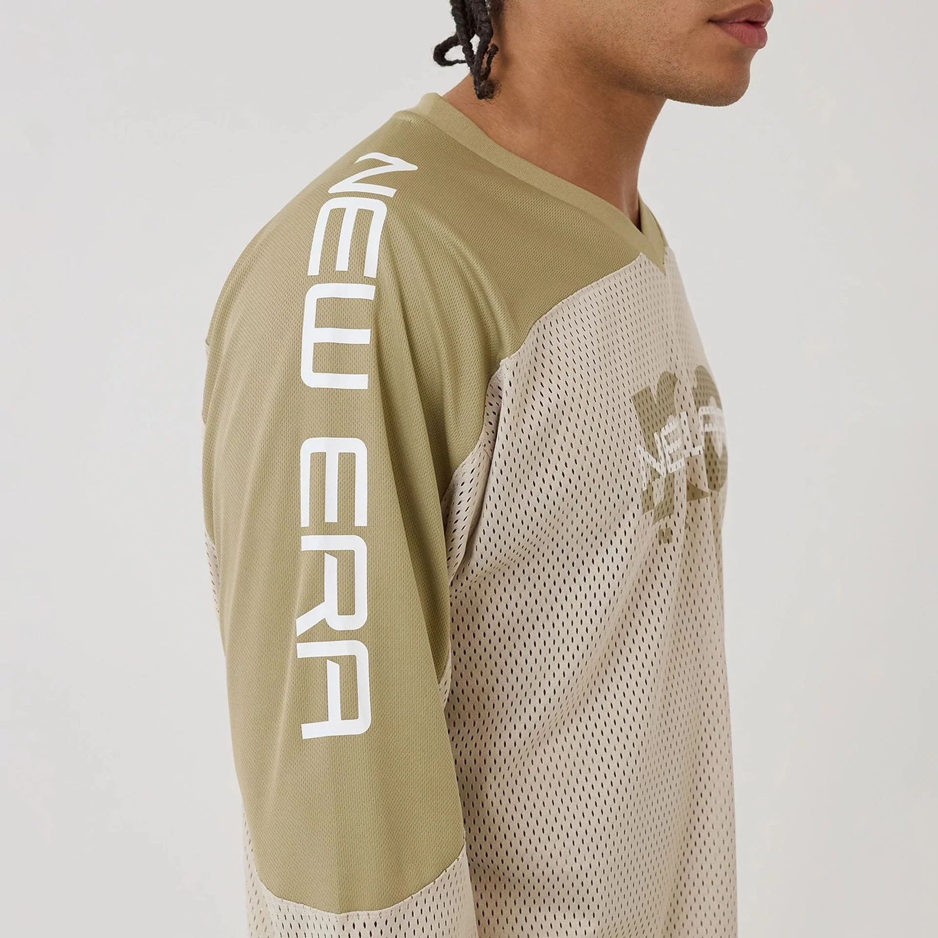 New Era NEC Logo Beige Long Sleeve Jersey - Image 4