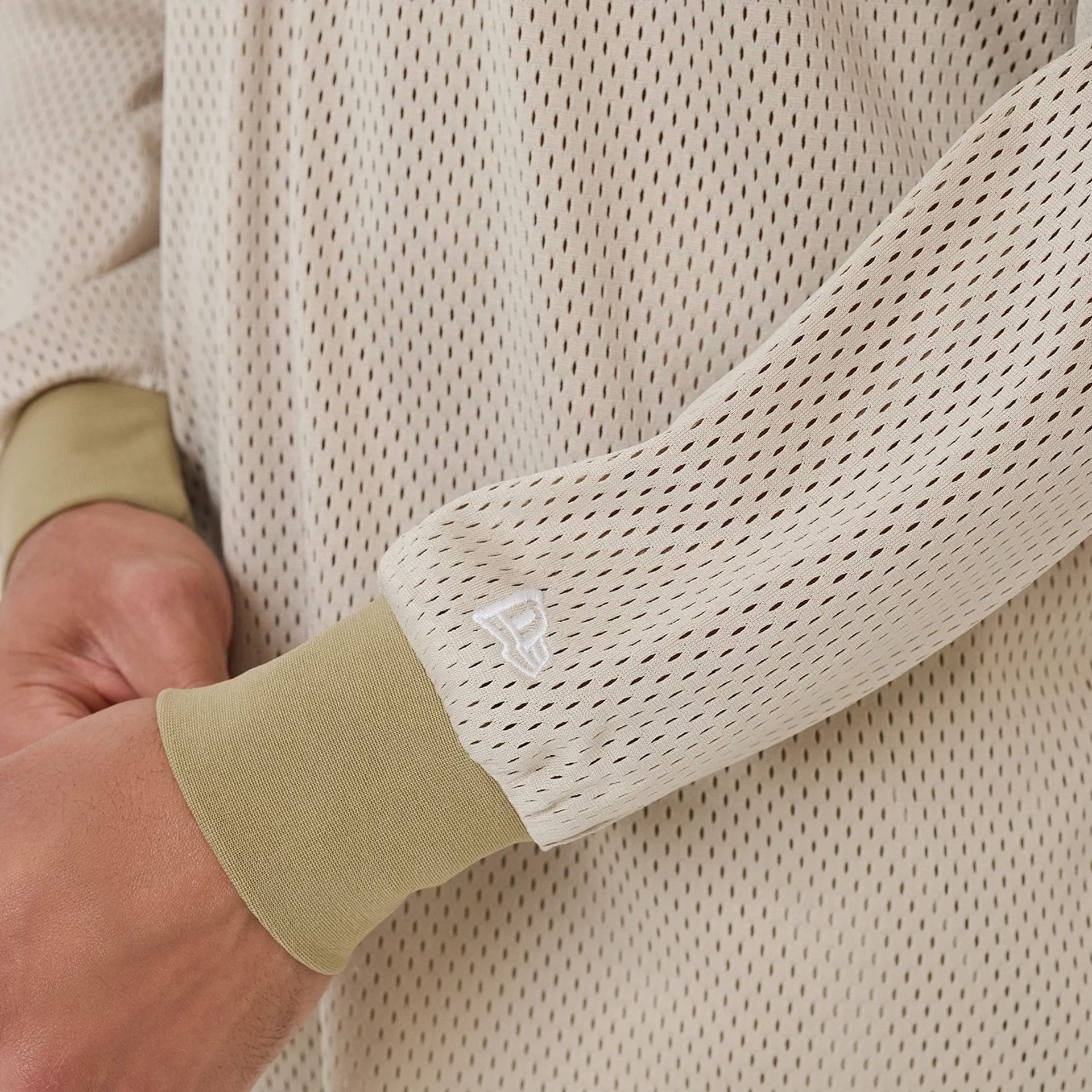 New Era NEC Logo Beige Long Sleeve Jersey - Image 6