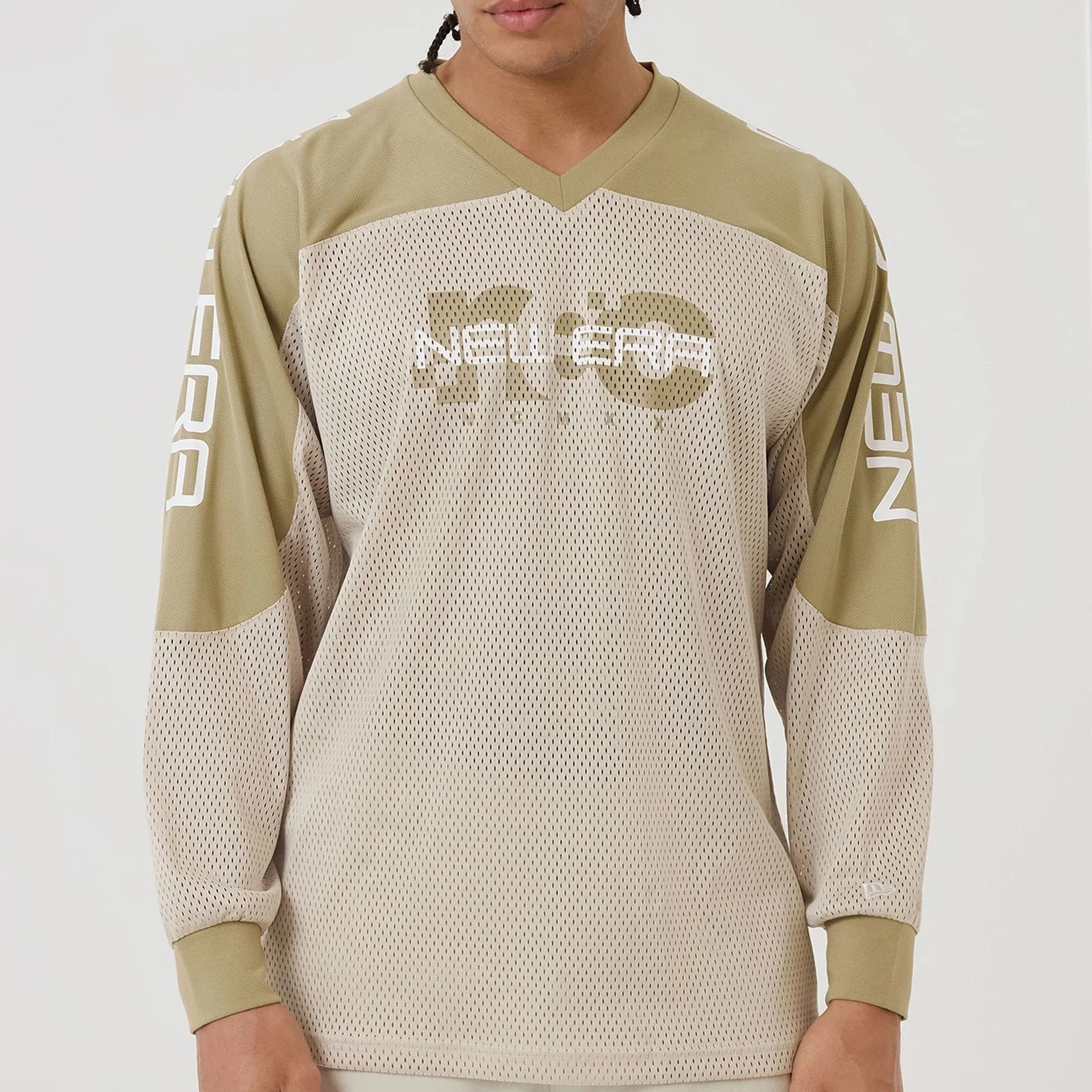 New Era NEC Logo Beige Long Sleeve Jersey - Image 8
