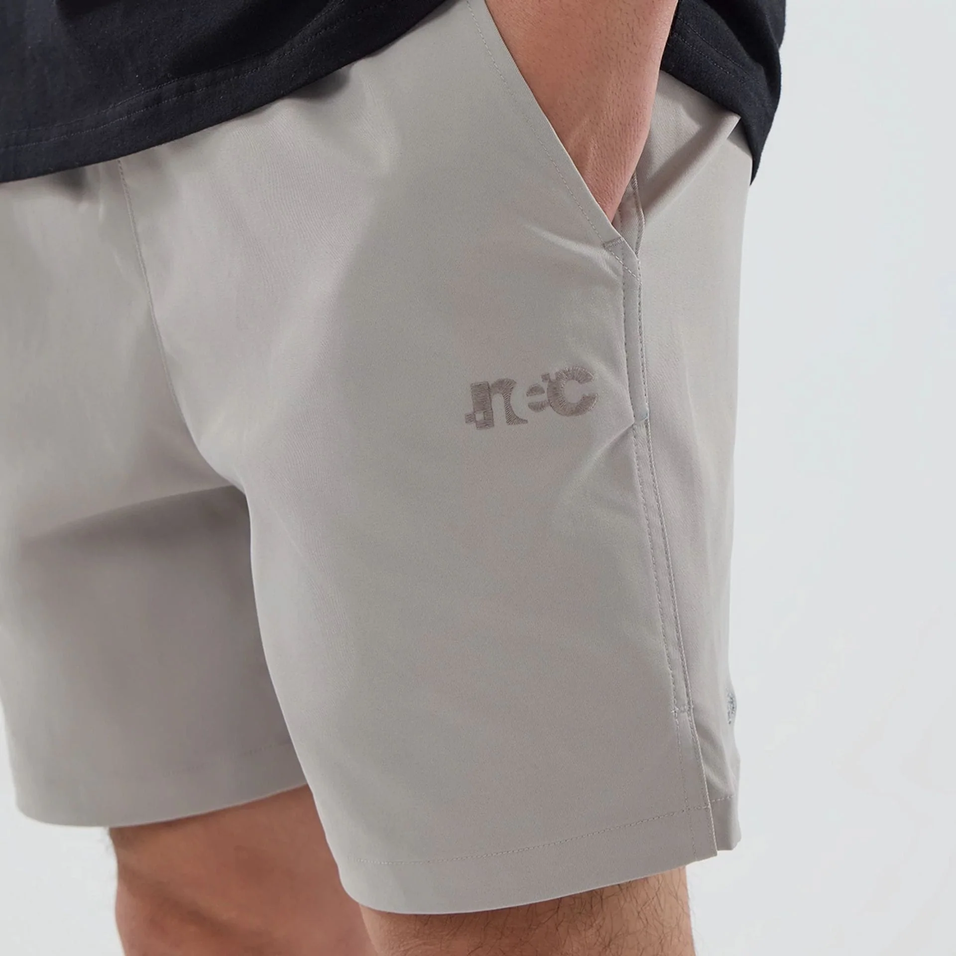 New Era NEC Logo Beige Oversized Shorts - Image 2