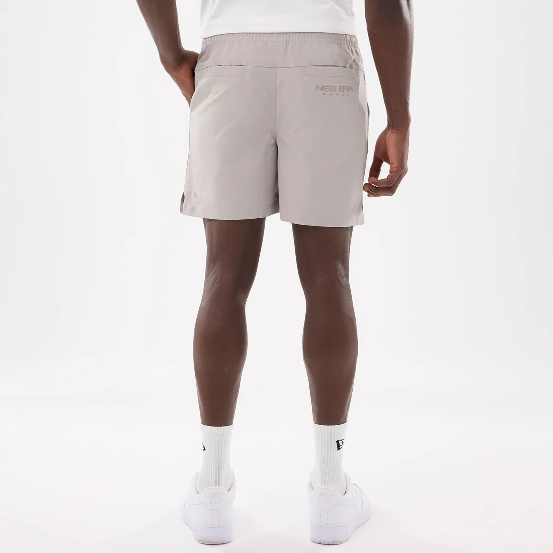 New Era NEC Logo Beige Oversized Shorts - Image 7