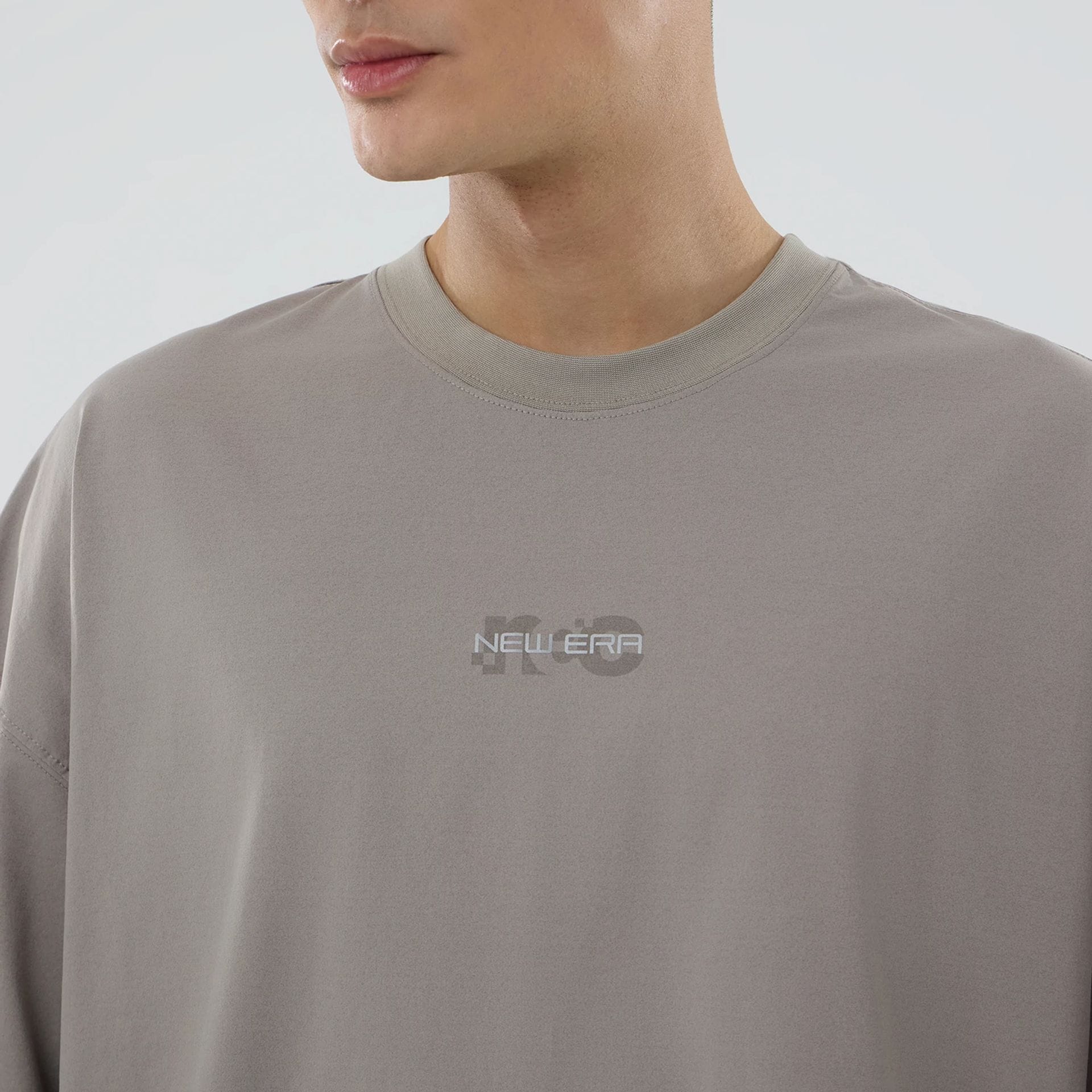 New Era NEC Logo Beige Oversized T-Shirt - Image 3