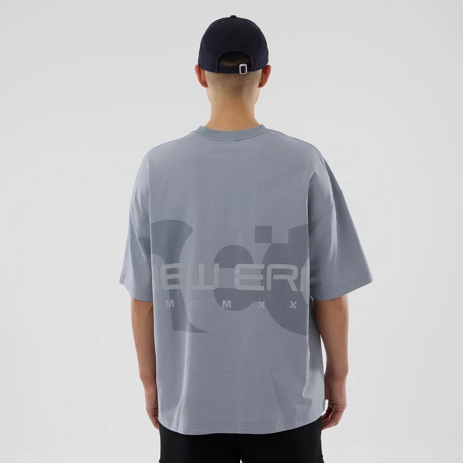 New Era NEC Logo Grey Oversized T-Shirt - Image 2