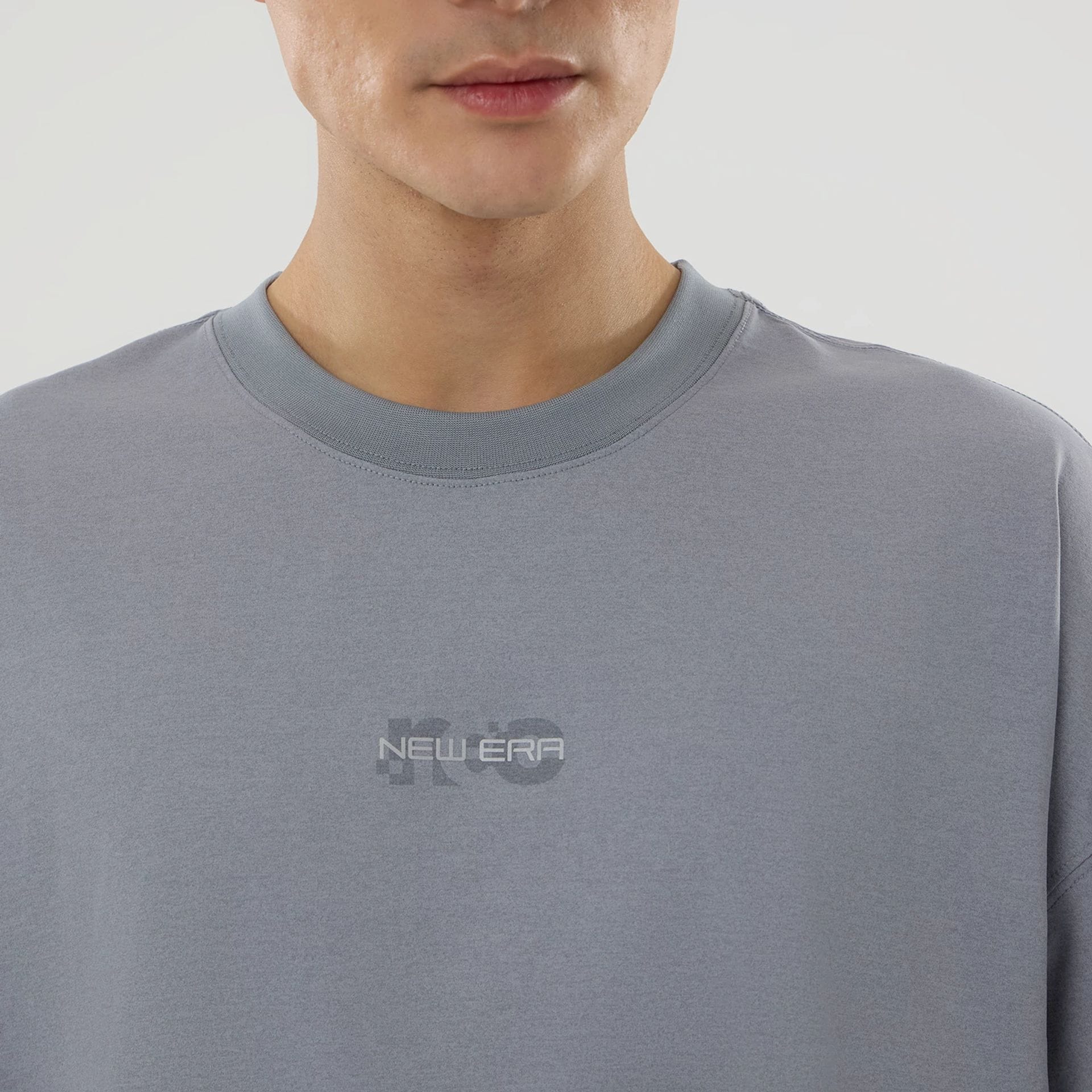New Era NEC Logo Grey Oversized T-Shirt - Image 4