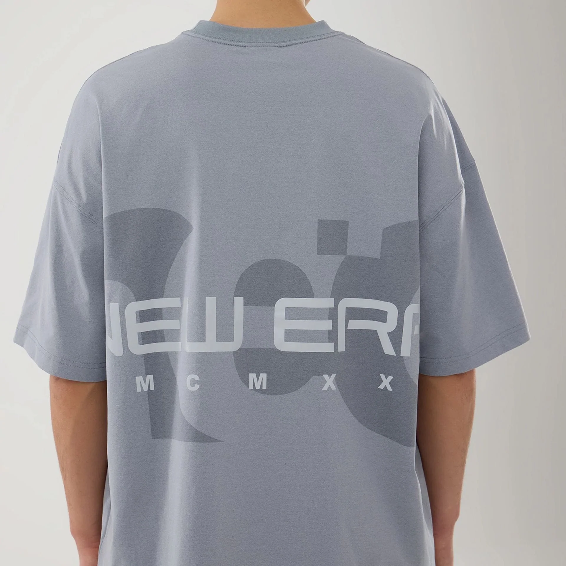 New Era NEC Logo Grey Oversized T-Shirt - Image 7