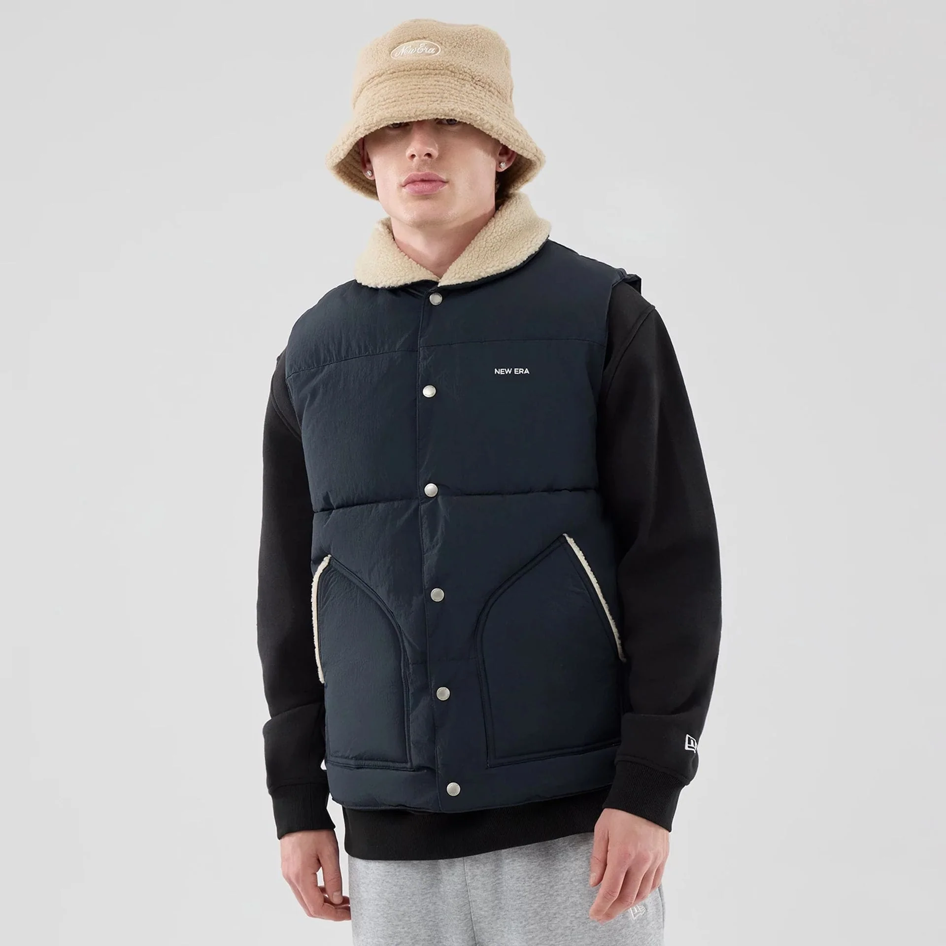 New Era Organic Boa Neck Navy Gilet - Image 3