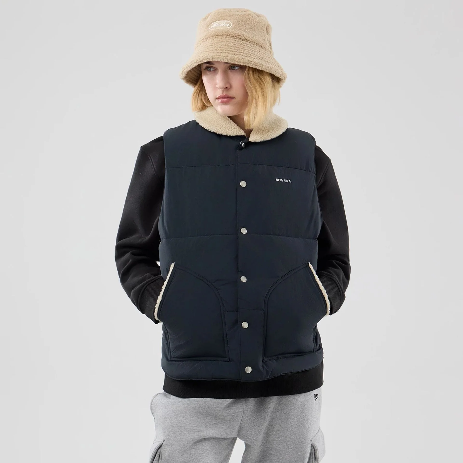 New Era Organic Boa Neck Navy Gilet - Image 4