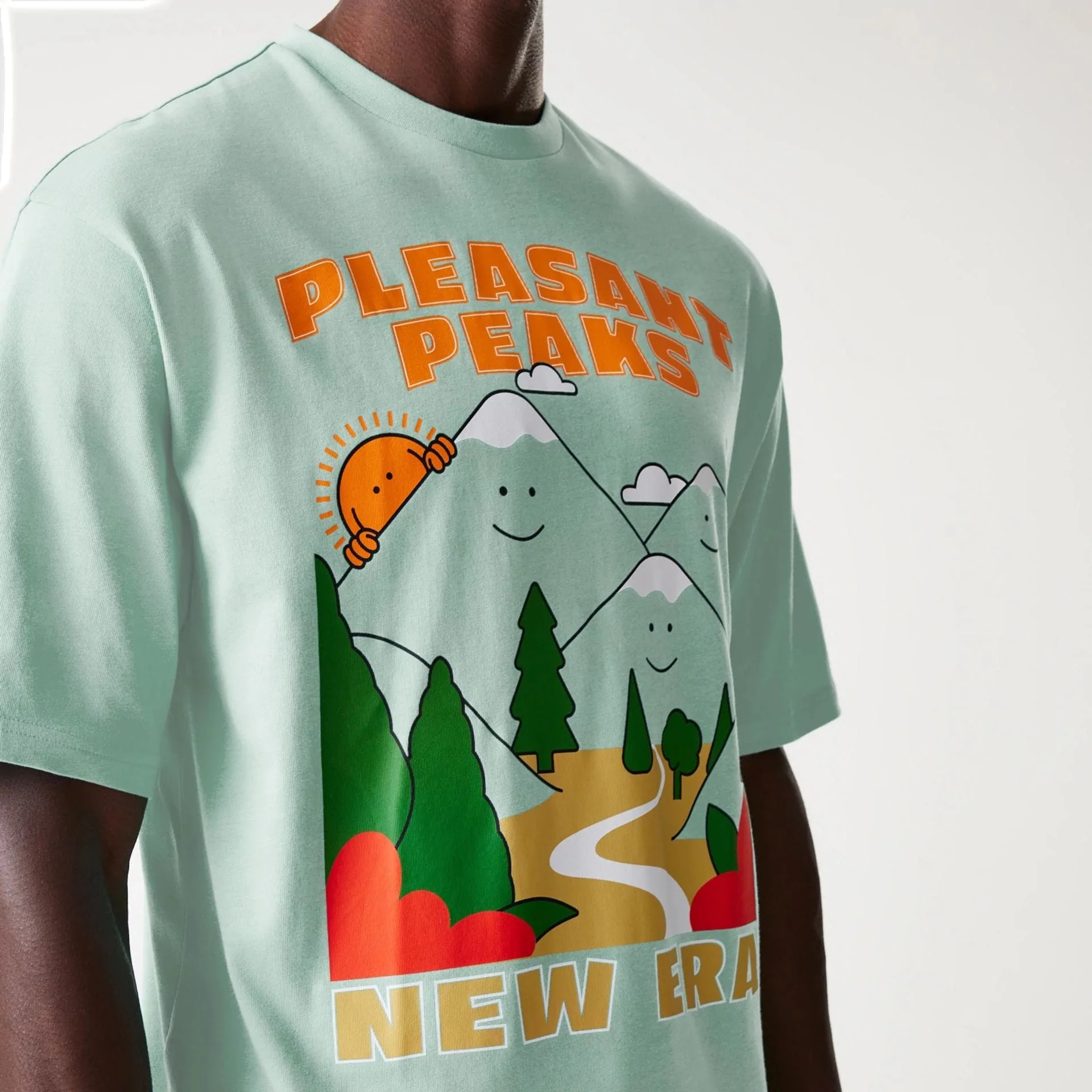 New Era Outdoor Graphic Pastel Green Oversized T-Shirt - Image 3
