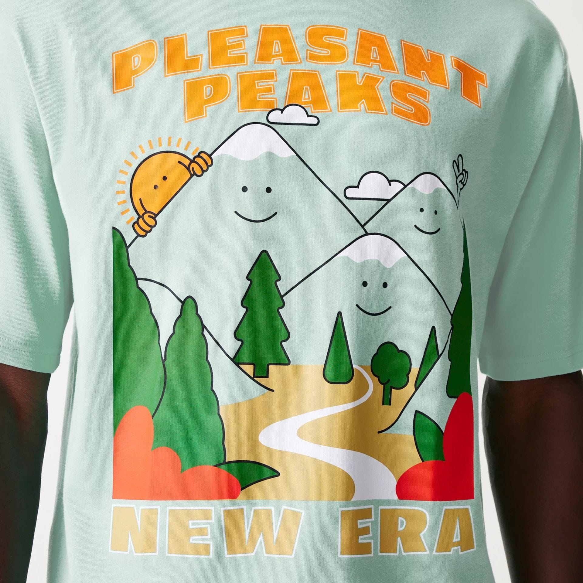 New Era Outdoor Graphic Pastel Green Oversized T-Shirt - Image 4