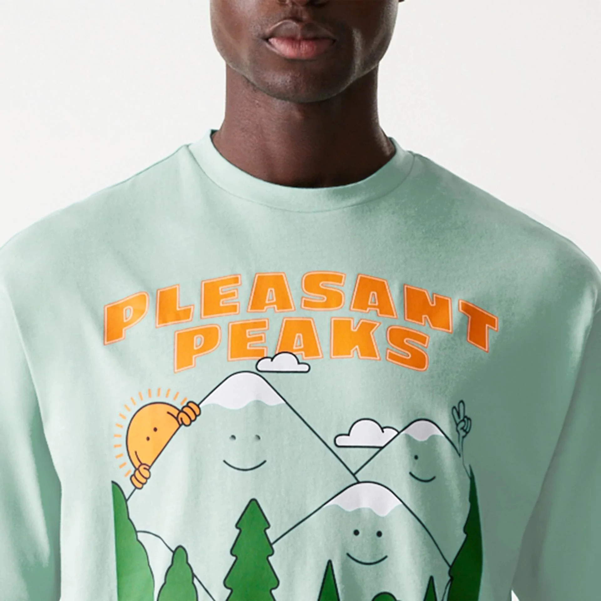 New Era Outdoor Graphic Pastel Green Oversized T-Shirt - Image 6