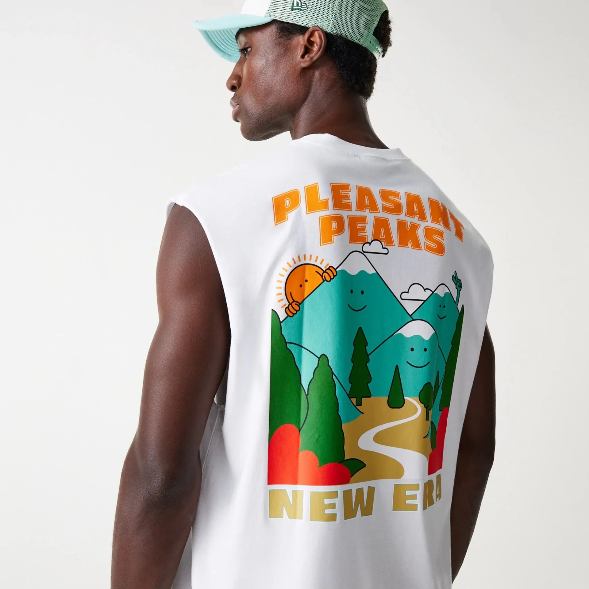 New Era Outdoor Graphic White Sleeveless T-Shirt - Image 6