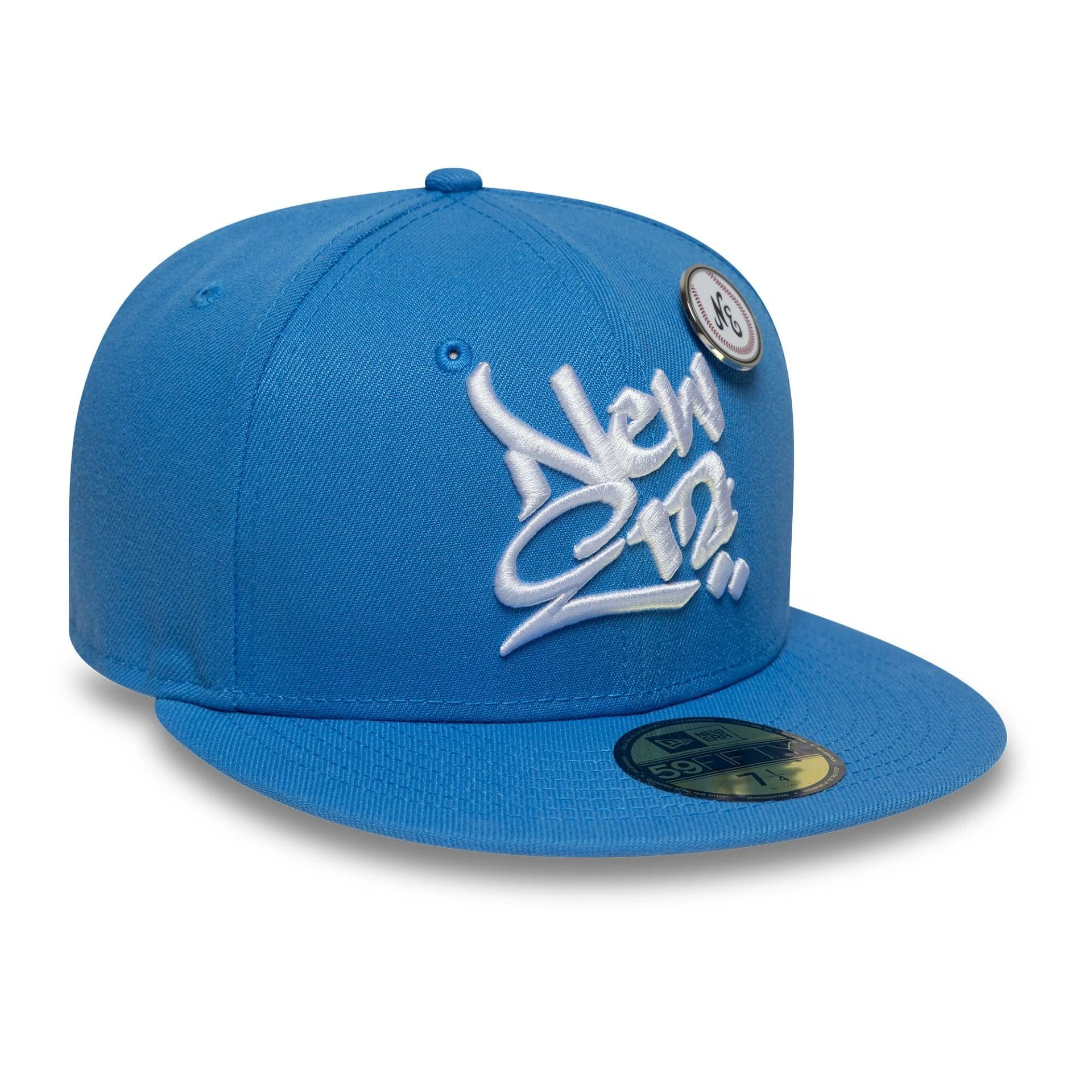 New Era Oversized Script Blue 59FIFTY Fitted Cap - Image 4