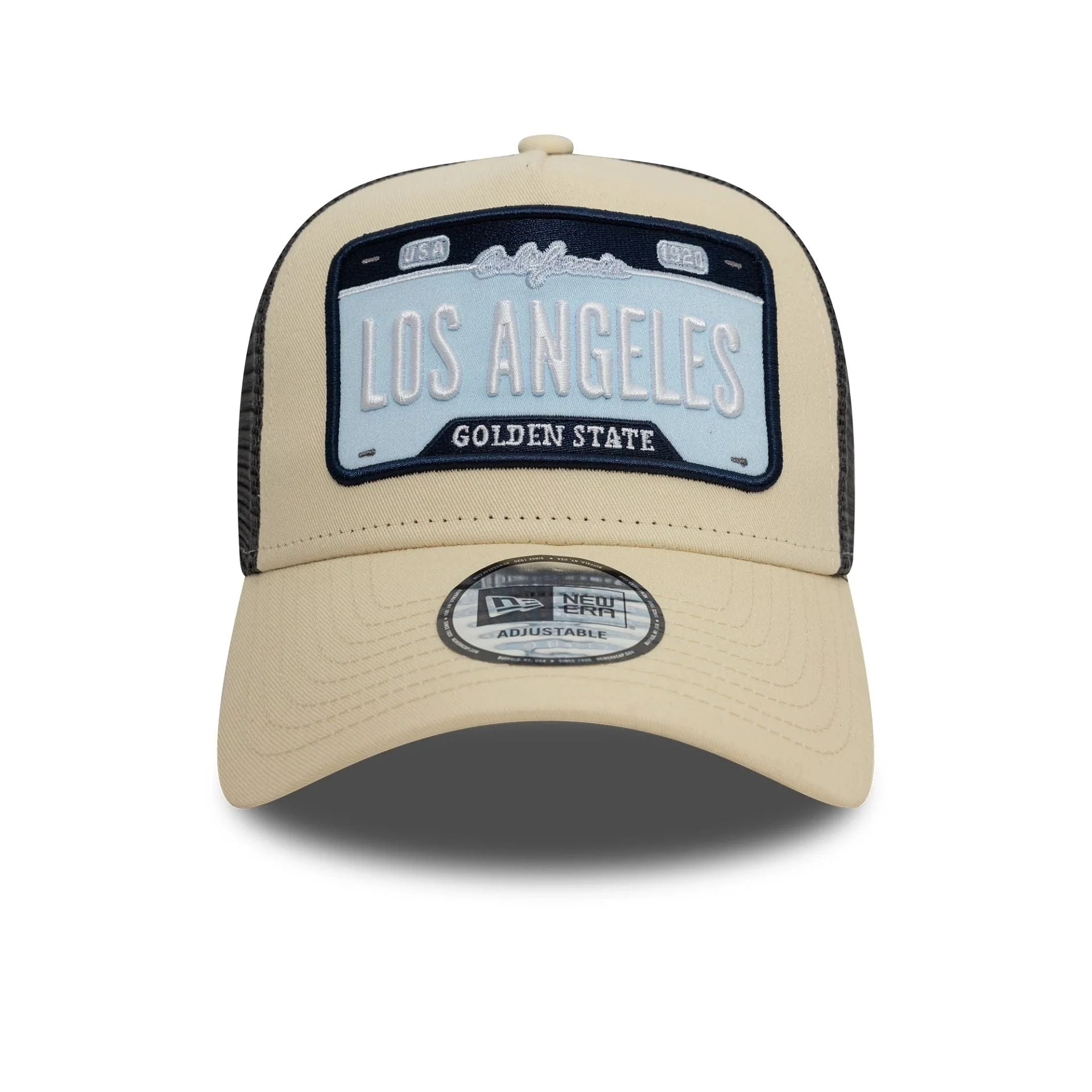 New Era Patch Beige 9FORTY A-Frame Adjustable Trucker Cap - Image 2