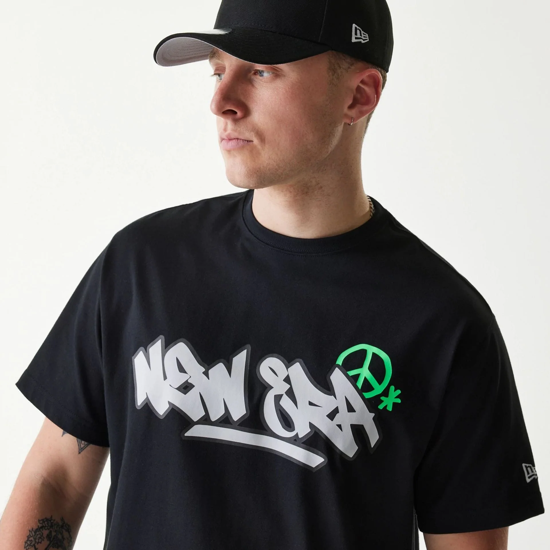 New Era Peace Symbol Black T-Shirt - Image 3