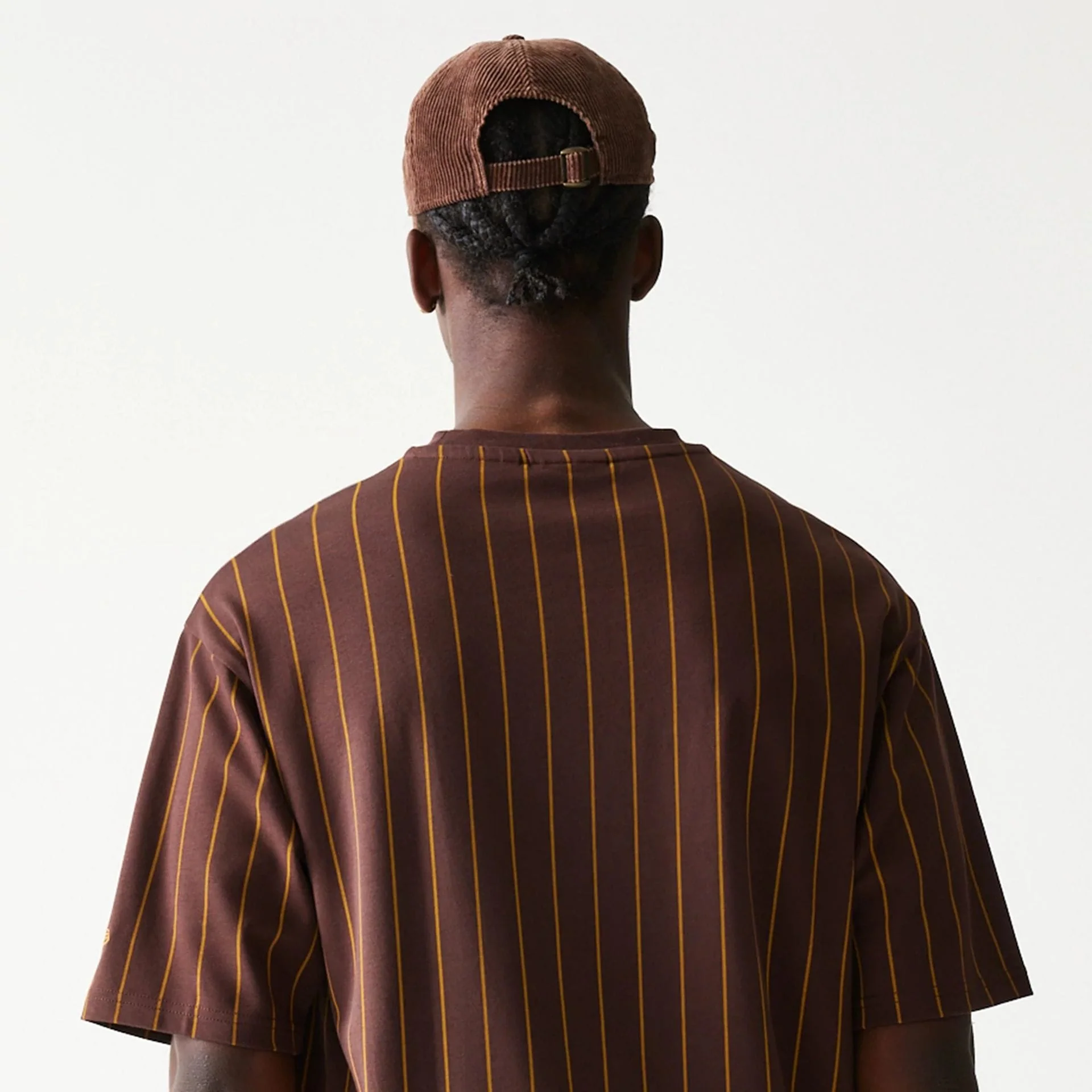 New Era Pinstripe Brown Oversized T-Shirt - Image 7