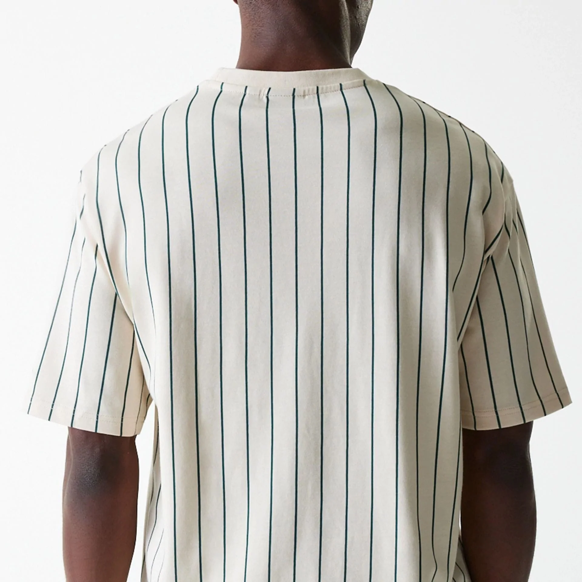 New Era Pinstripe Light Beige Oversized T-Shirt - Image 6