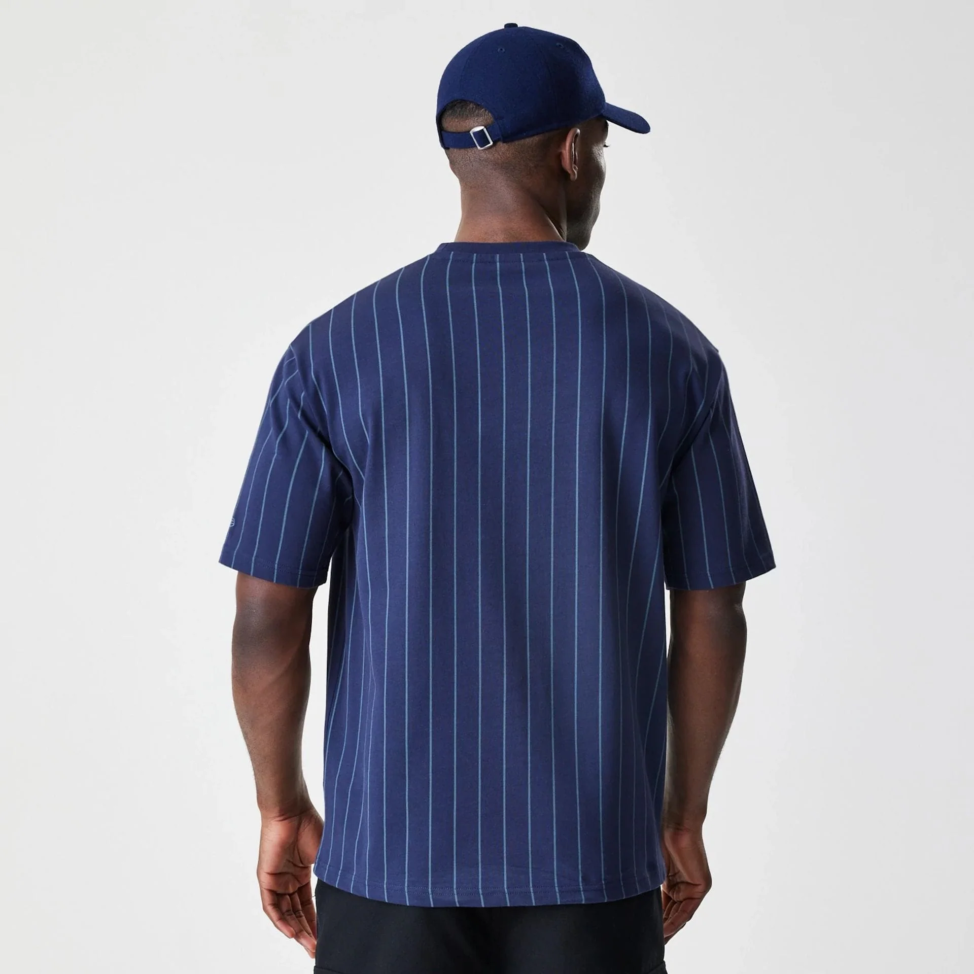 New Era Pinstripe Navy Oversized T-Shirt - Image 2
