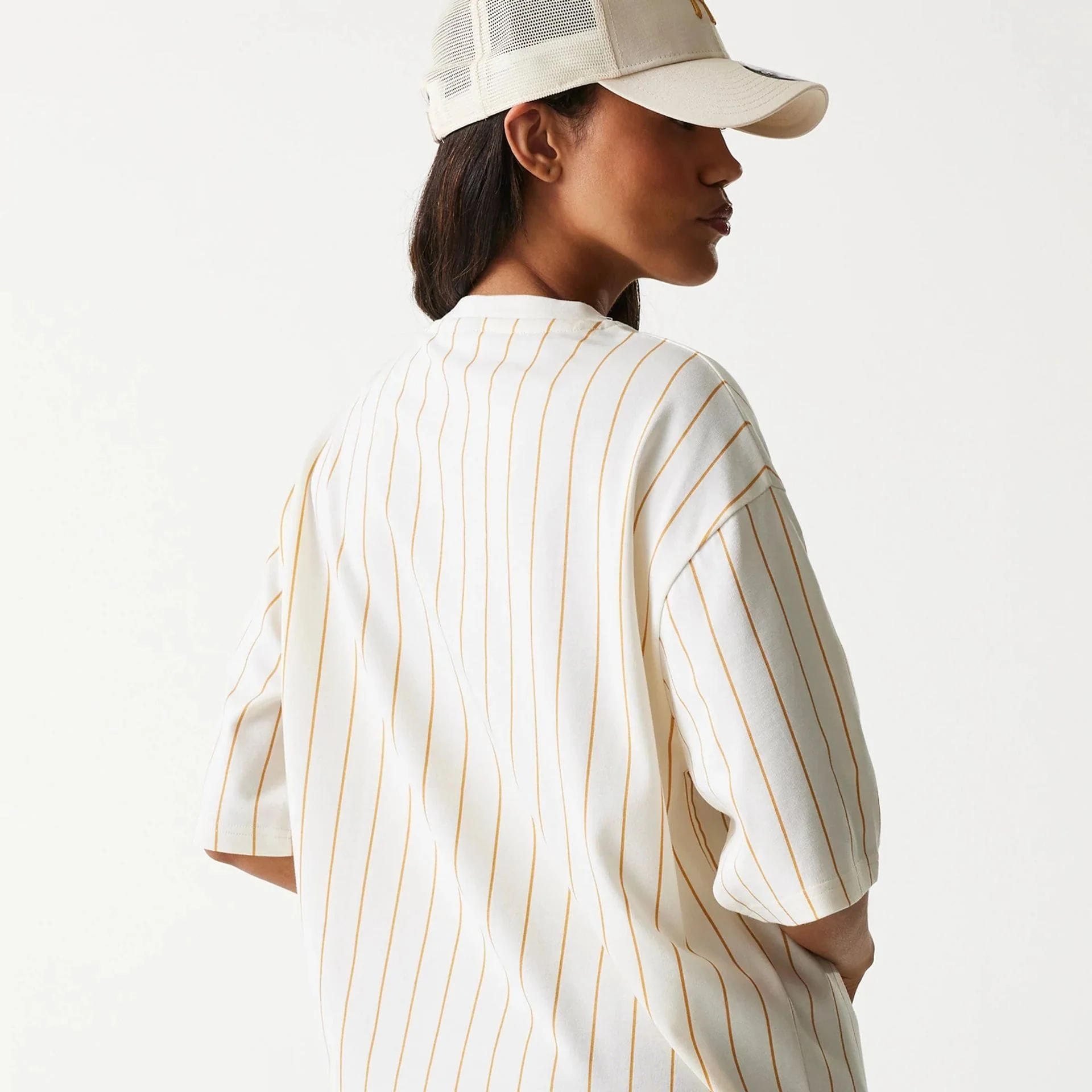 New Era Pinstripe Open White Oversized T-Shirt - Image 5