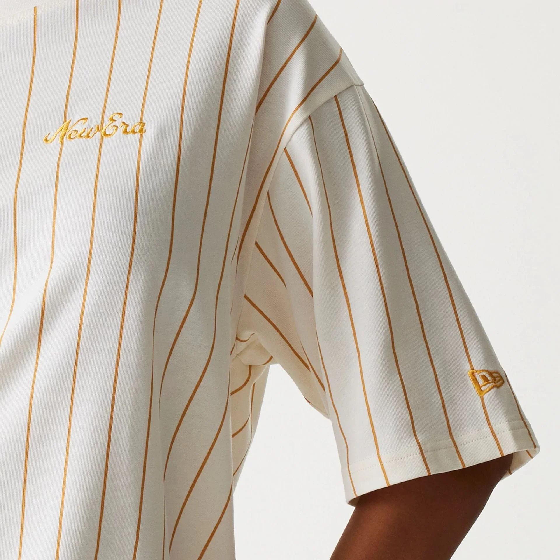 New Era Pinstripe Open White Oversized T-Shirt - Image 7