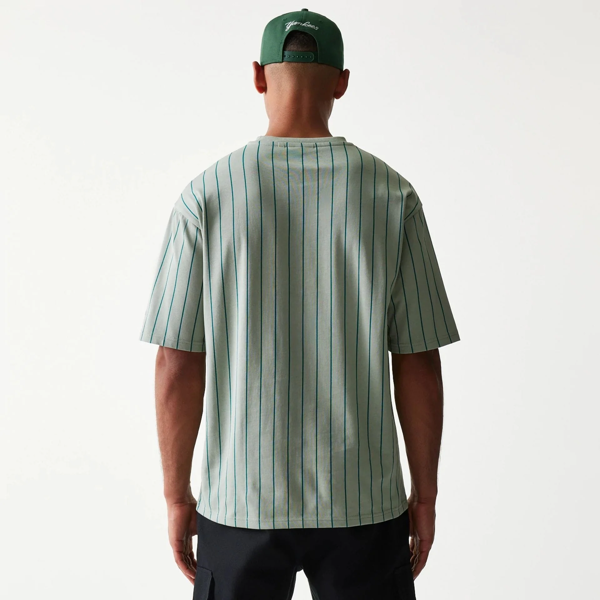 New Era Pinstripe Pastel Green Oversized T-Shirt - Image 2
