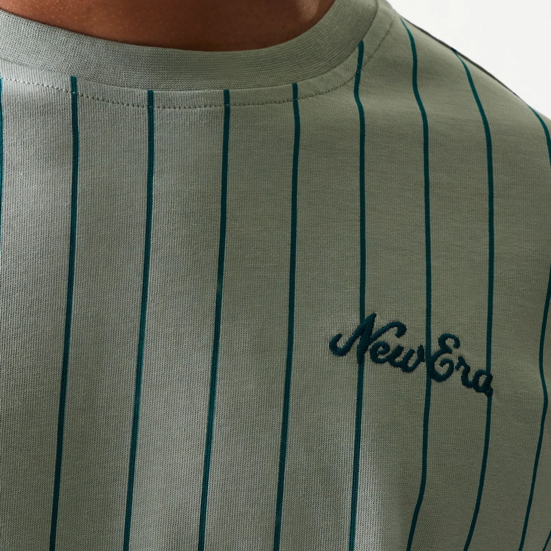 New Era Pinstripe Pastel Green Oversized T-Shirt - Image 6