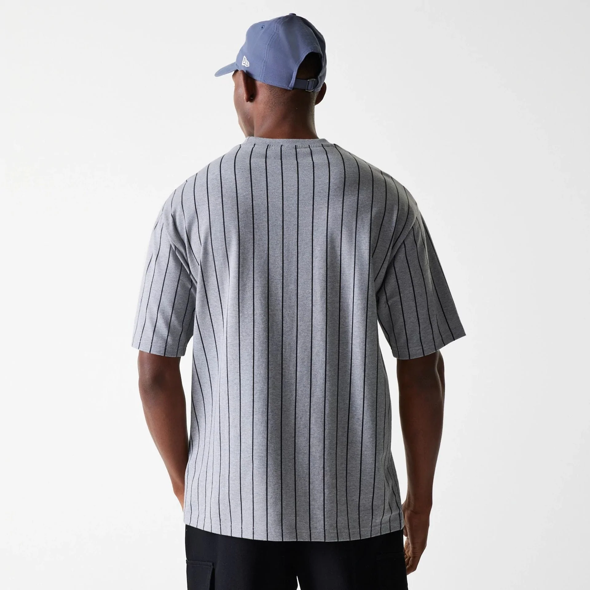 New Era Pinstripe Pastel Grey Oversized T-Shirt - Image 2