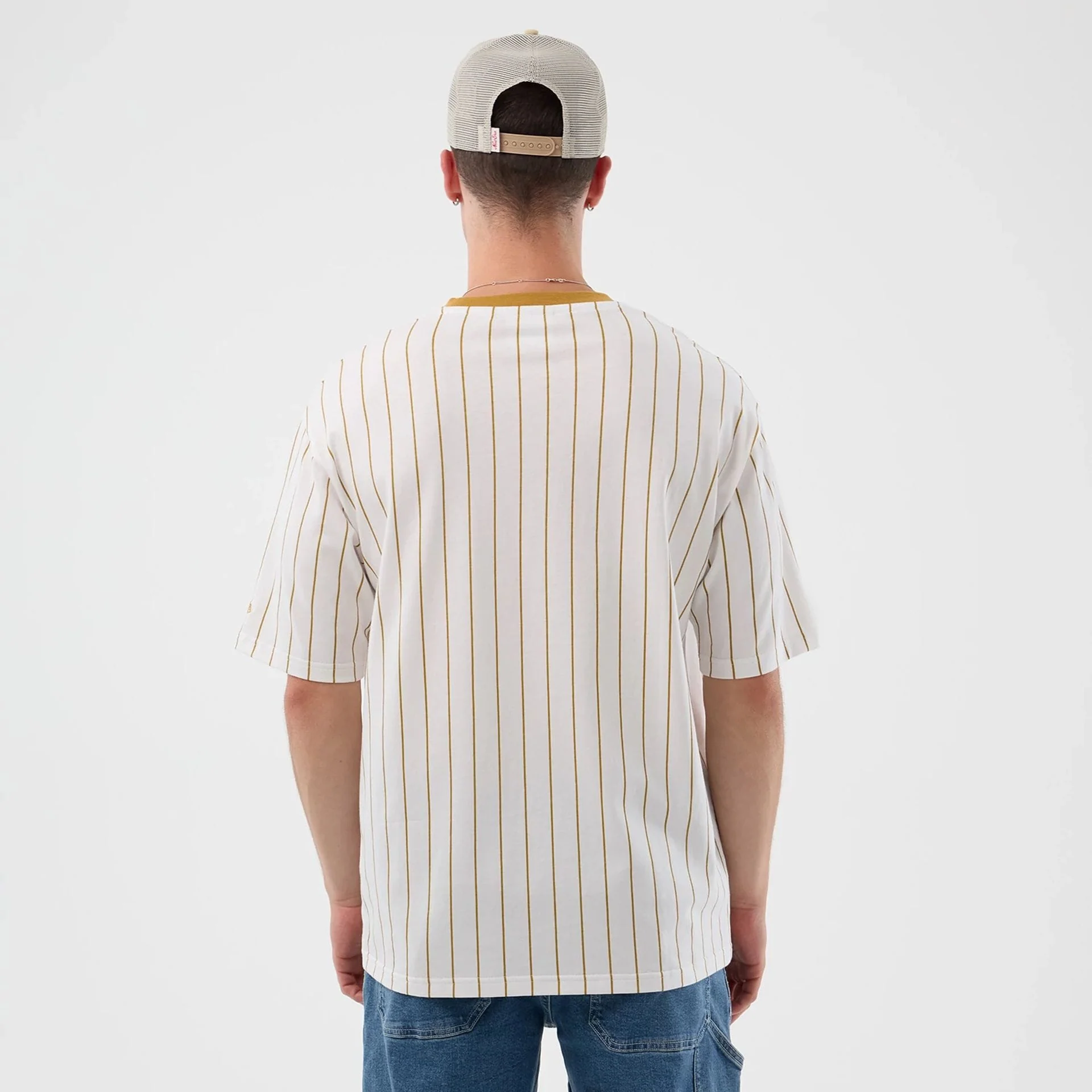 New Era Pinstripe White Oversized T-Shirt - Image 2