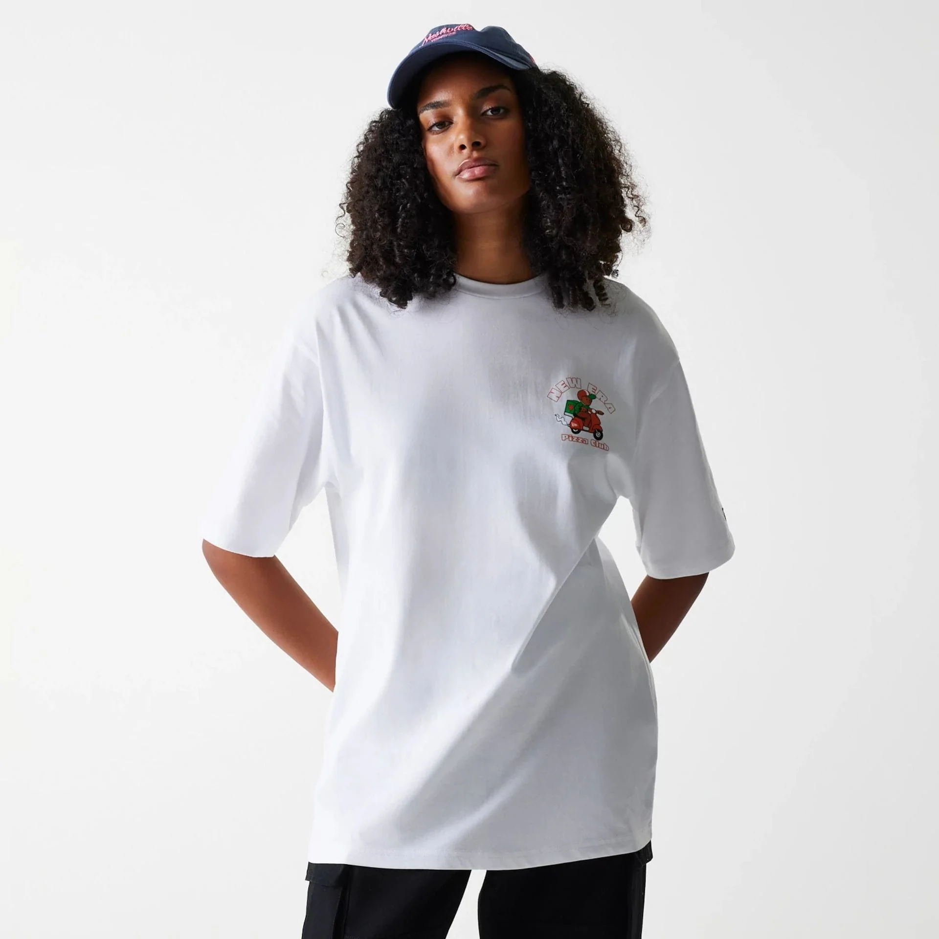 New Era Pizza Club Graphic White Oversized T-Shirt - Image 5