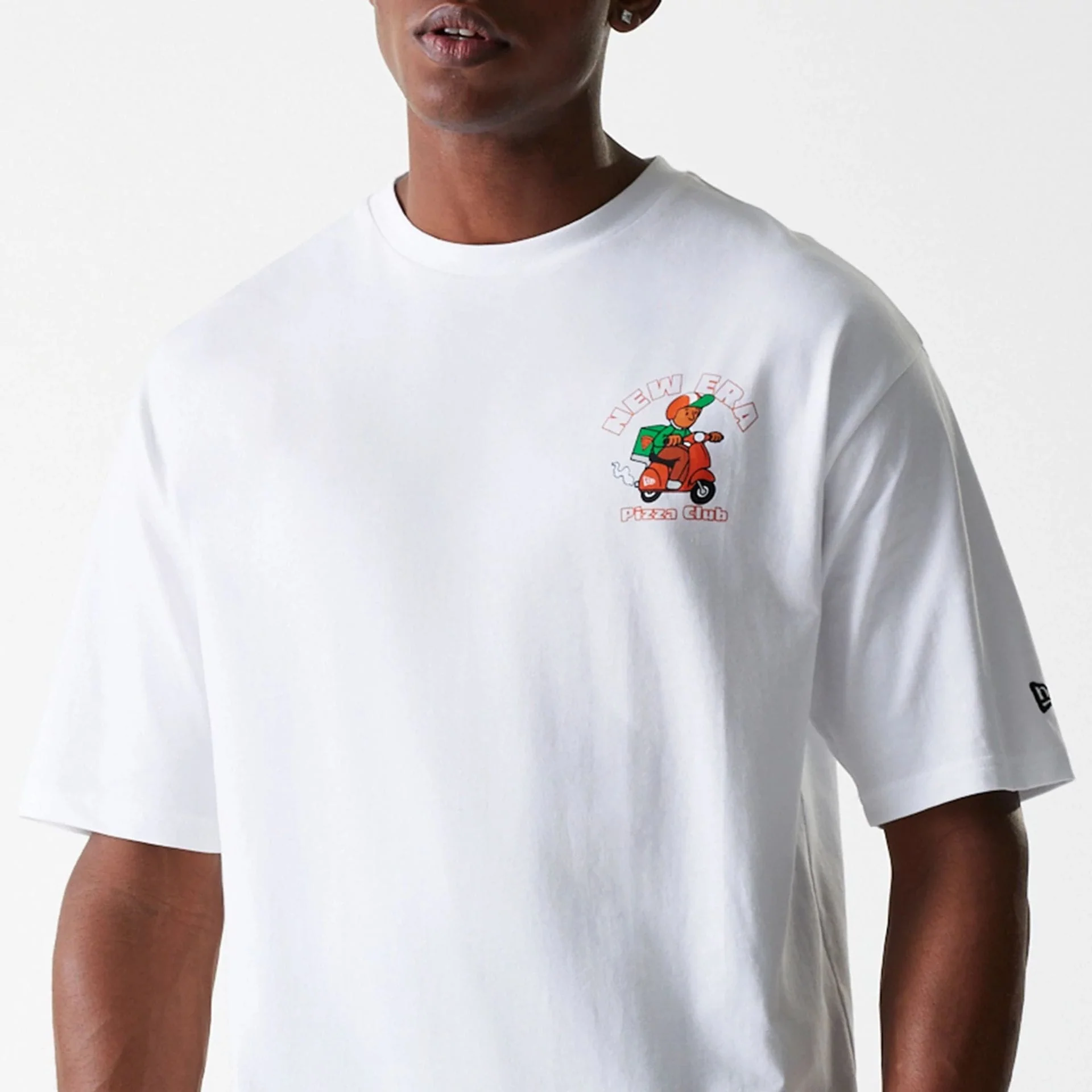 New Era Pizza Club Graphic White Oversized T-Shirt - Image 6
