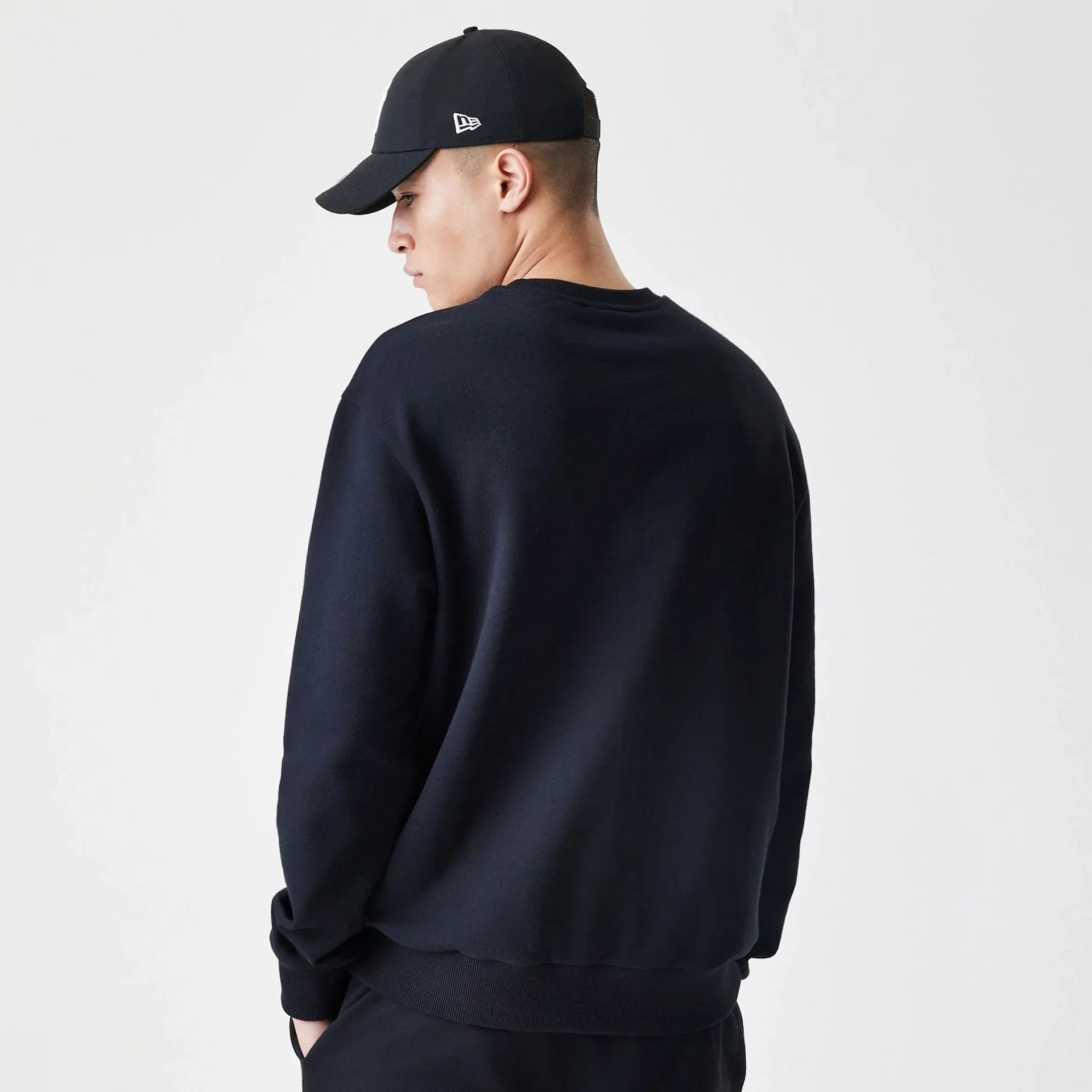 New Era Premium Essential Black Oversized Crew Neck Sweater - Image 2