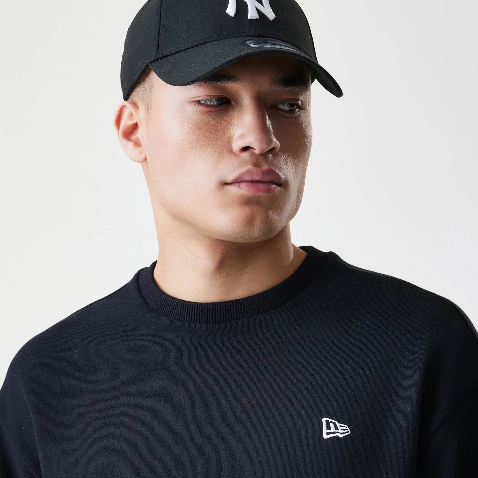 New Era Premium Essential Black Oversized Crew Neck Sweater - Image 4