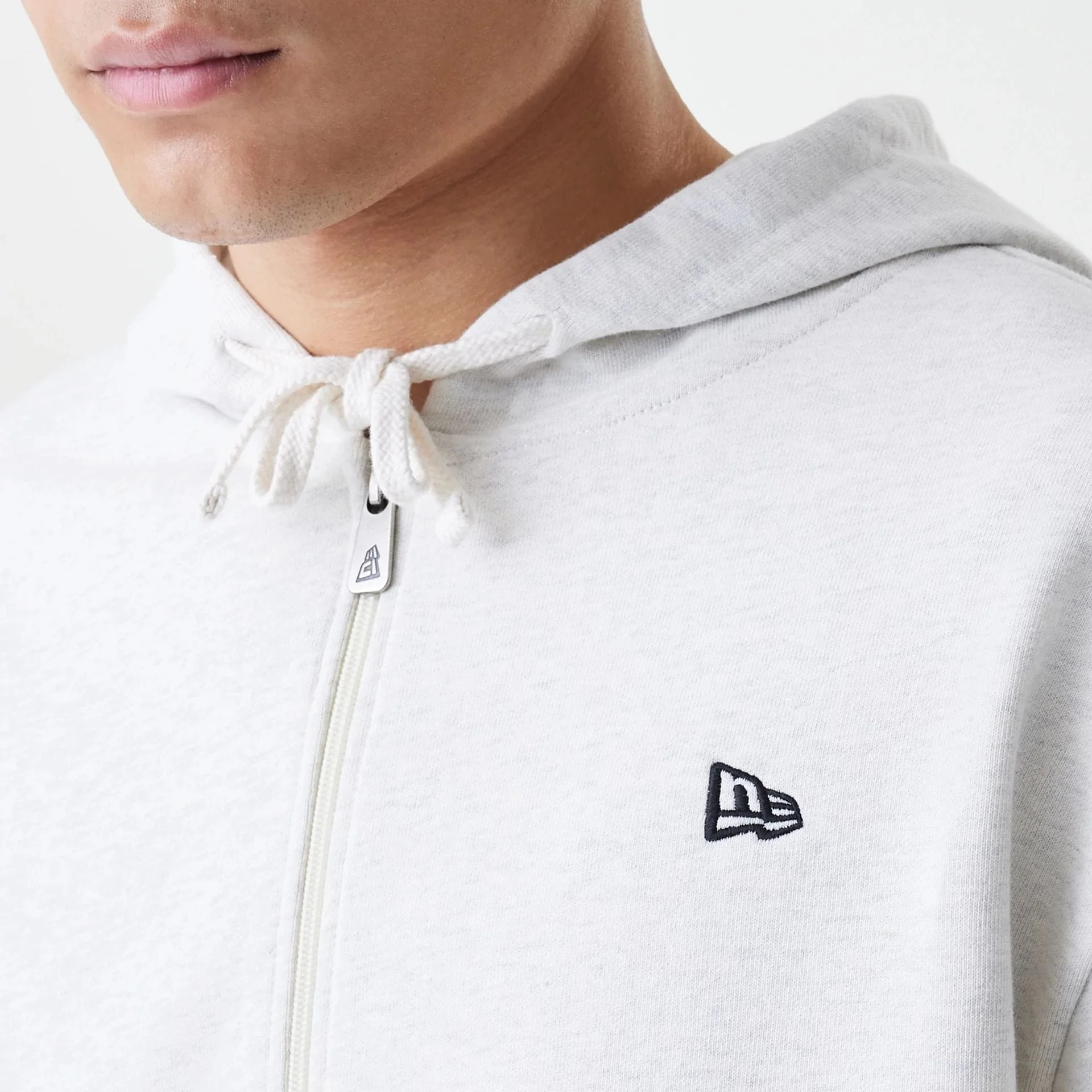 New Era Premium Essential Pastel Grey Oversized Full Zip Hoodie - Image 4