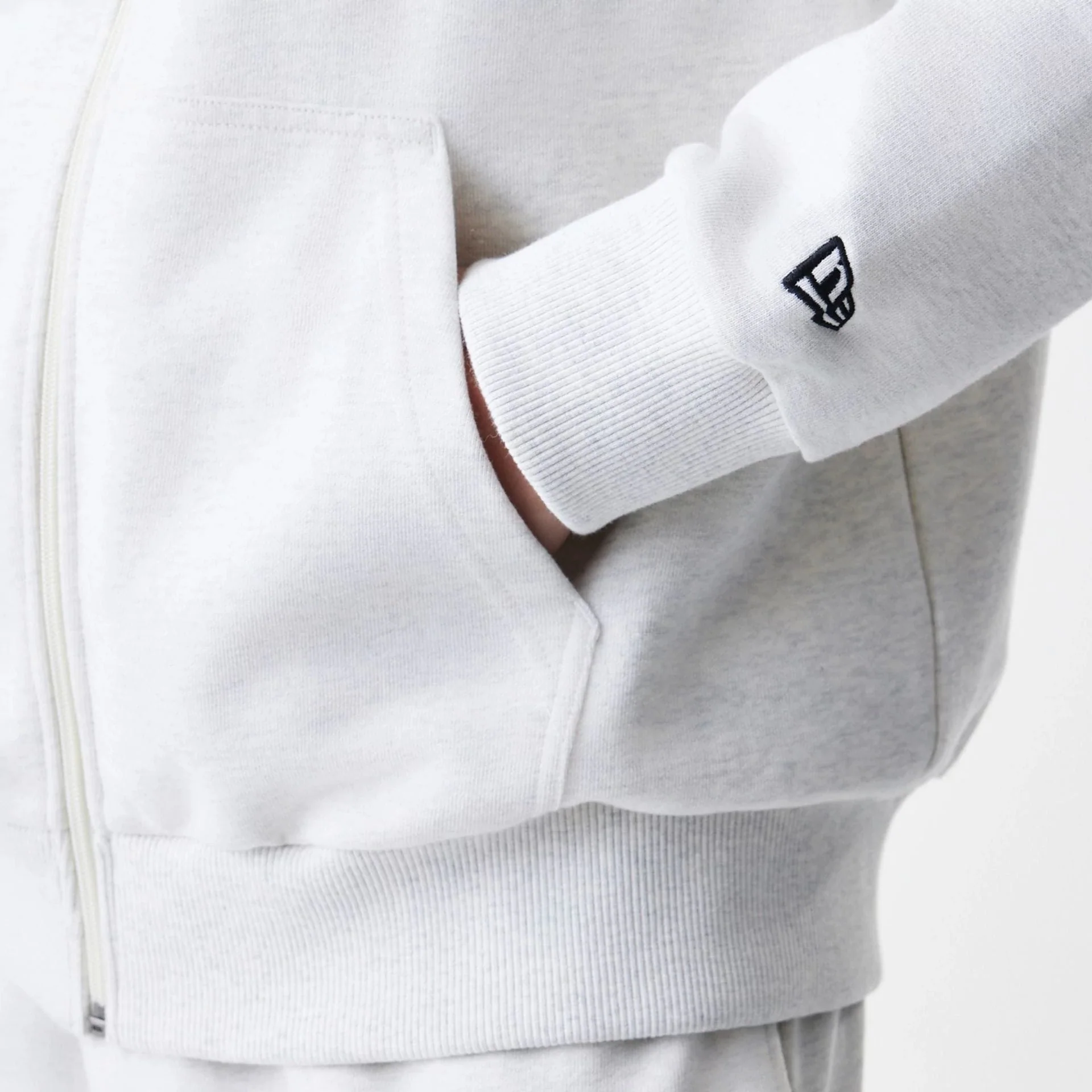 New Era Premium Essential Pastel Grey Oversized Full Zip Hoodie - Image 5