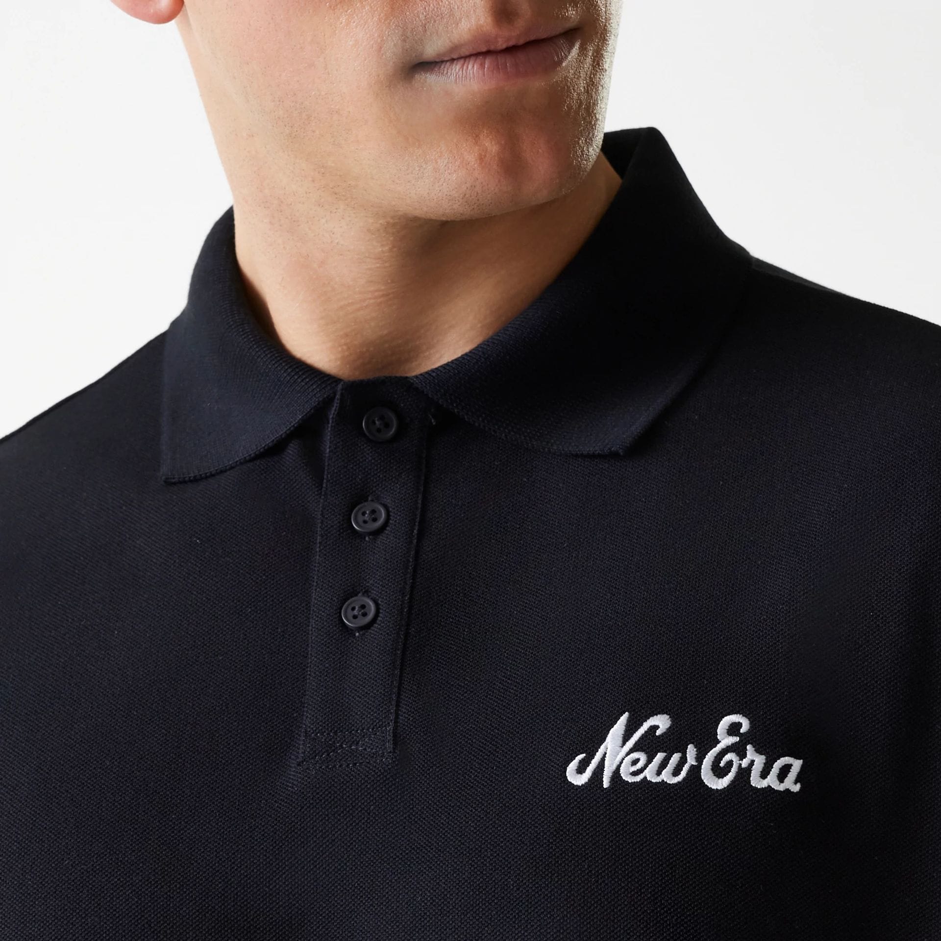 New Era Script Black Polo T-Shirt - Image 4