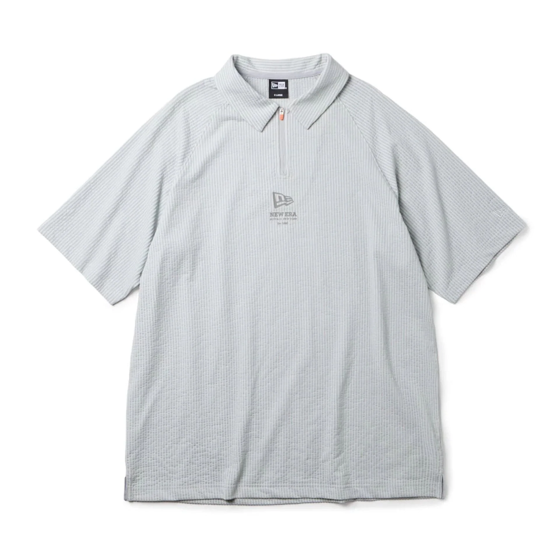 New Era Seersucker Grey Polo T-Shirt - Image 7