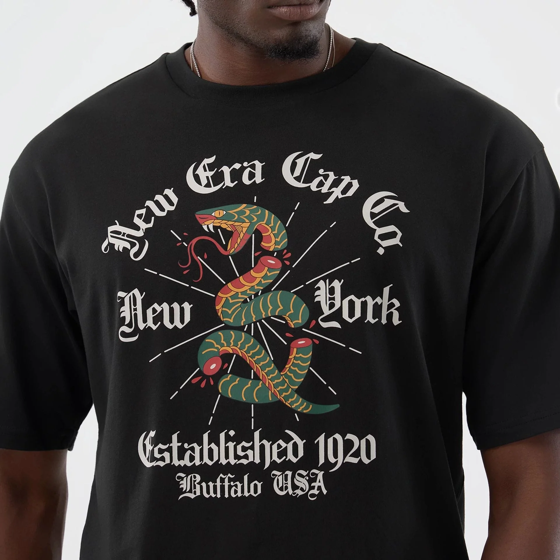 New Era Serpent Graphic Black Oversized T-Shirt - Image 4