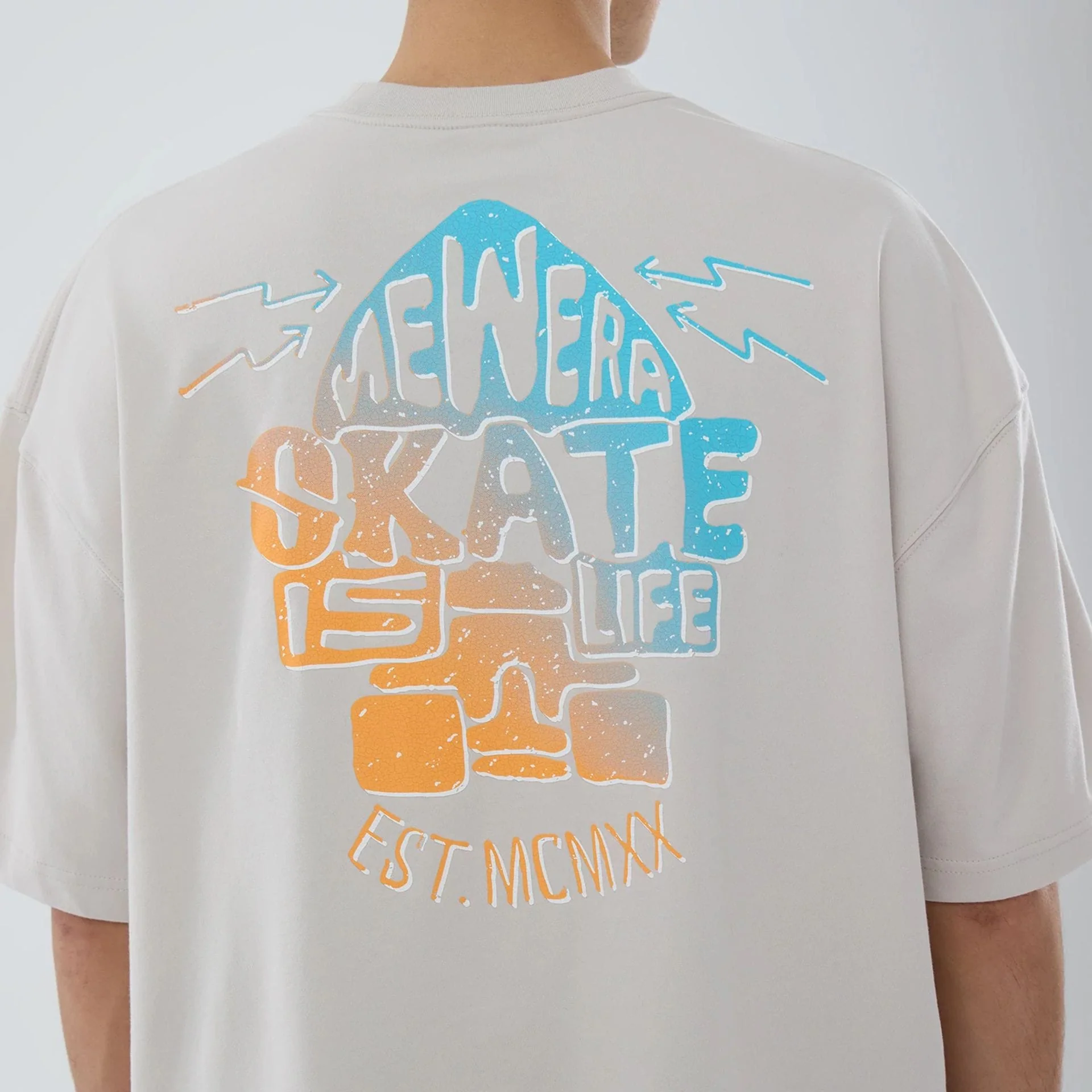 New Era Skate Is Life Graphic Cream Oversized T-Shirt - Image 4
