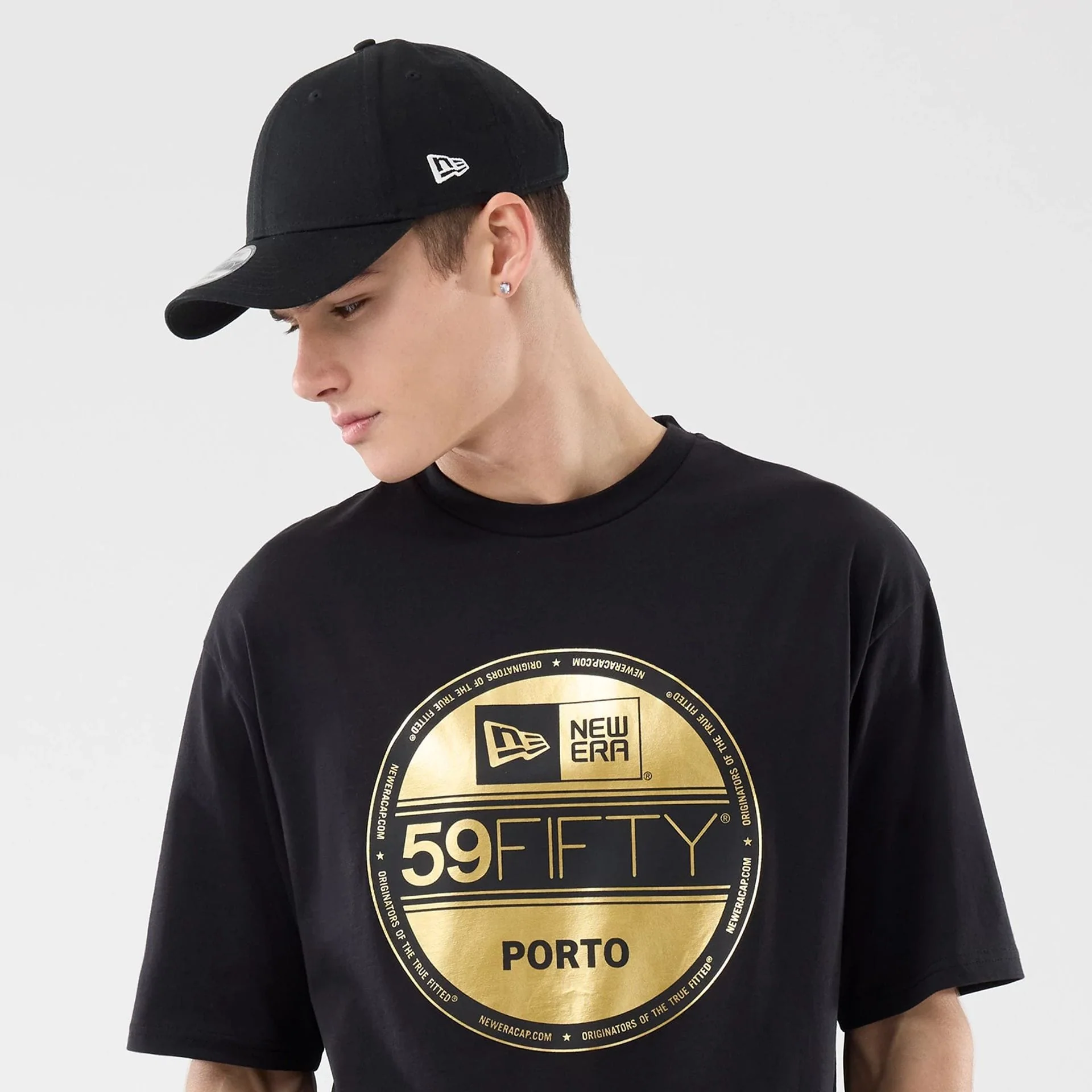 New Era Sticker Porto Black Oversized T-Shirt - Image 6