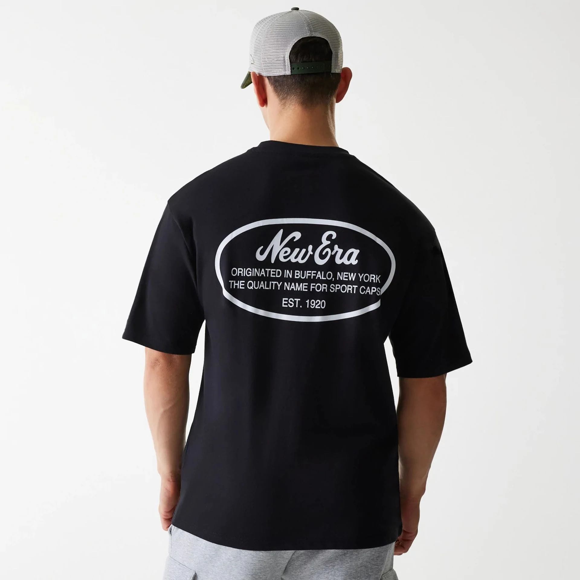 New Era Trucker Patch Black Oversized T-Shirt - Image 2